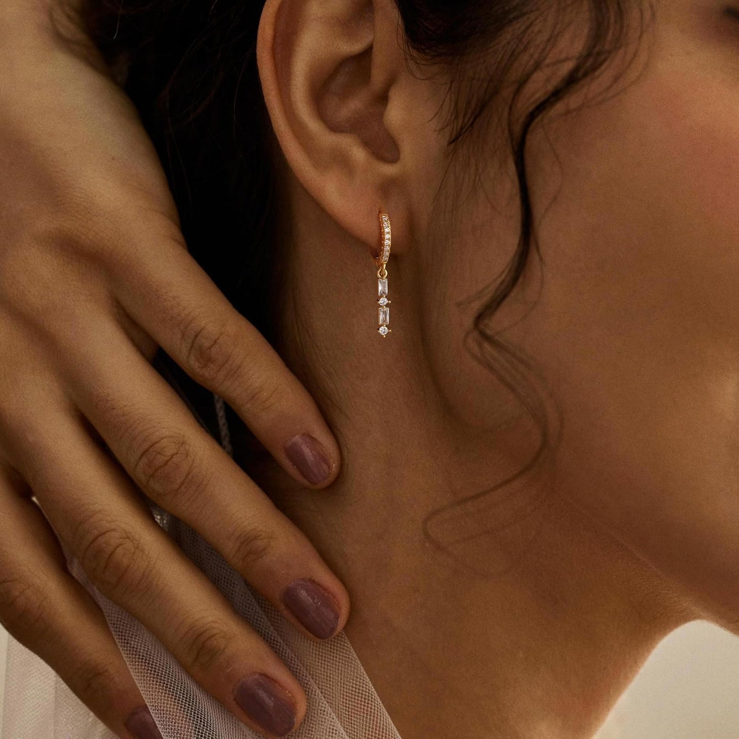Dangle Earrings for Women 14K Gold Plated Dangly Dangling Earrings Dainty Trendy Drop Hypoallergenic Square