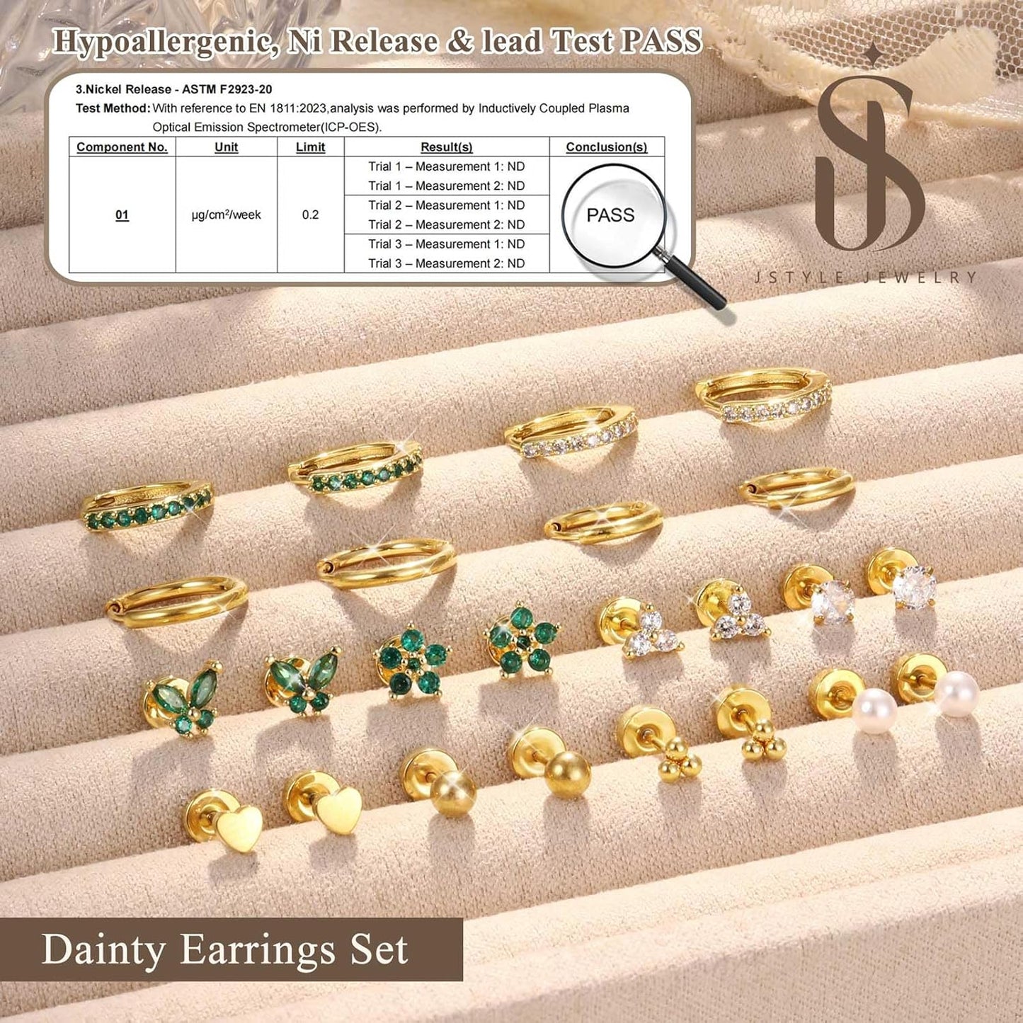 Jstyle Hypoallergenic Gold Stud Hoop Earrings for Women Men Surgical Stainless Steel Flat Back Earrings Small 14K Gold Huggie Hoops