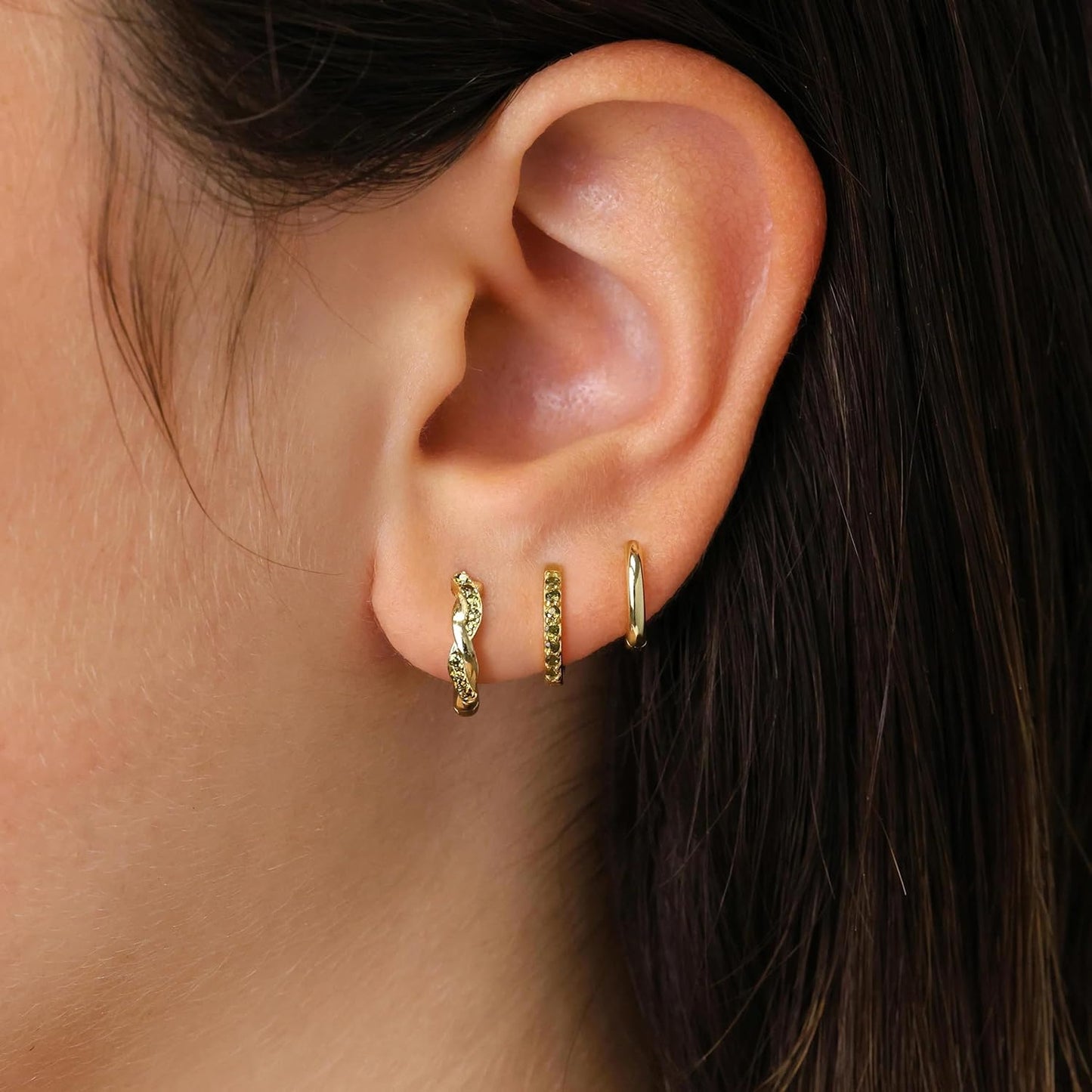 Inerney Gold Huggie Hoop Earrings Set for Women, Dainty Small Sterling Silver Earring Stacks Hypoallergenic Jewelry for Multiple Piercings