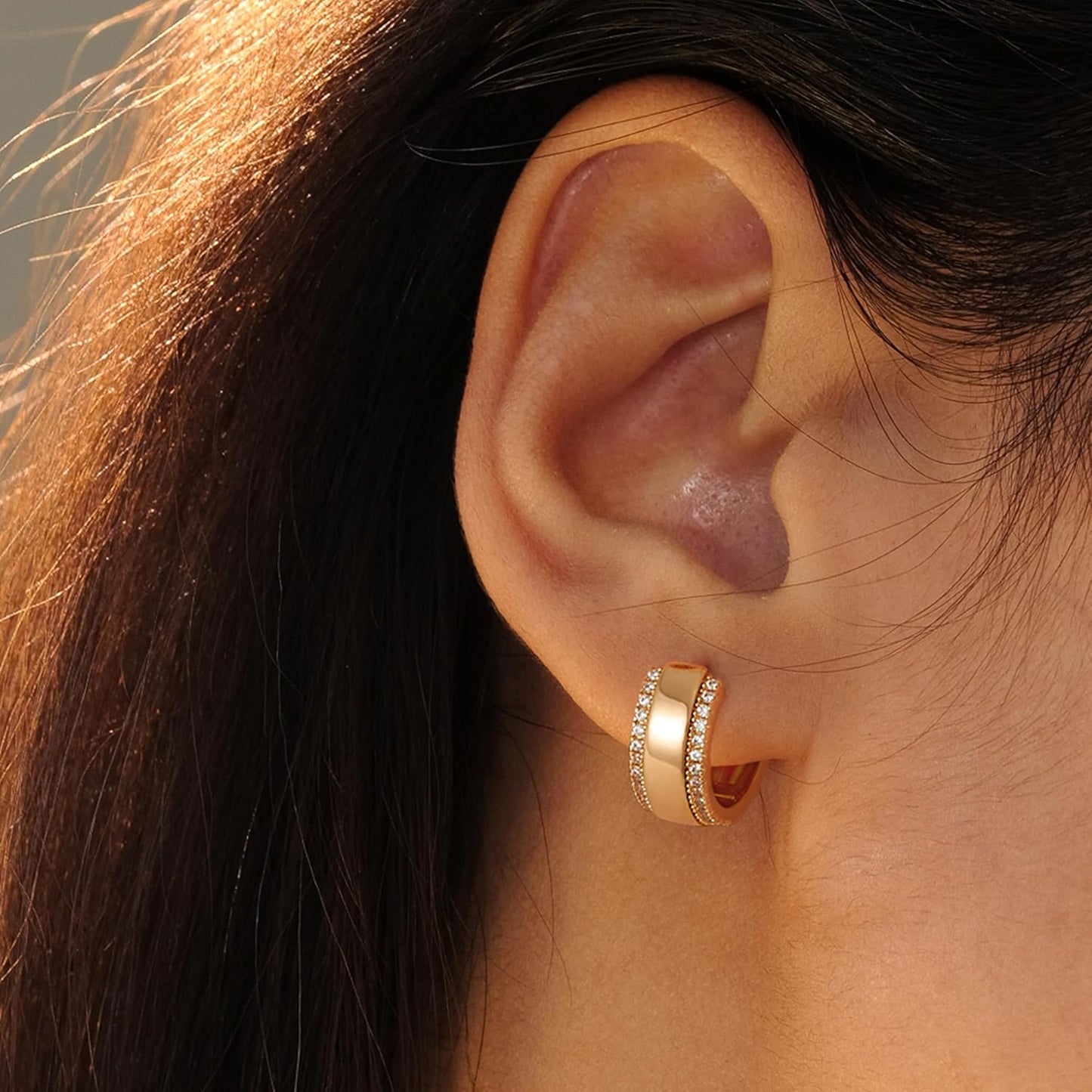 Cubic Zirconia Huggie Earrings 14k Gold Plated Tiny Earrings Small Huggie Hoop Earrings Simple Lightweight Hoops Gift for Women