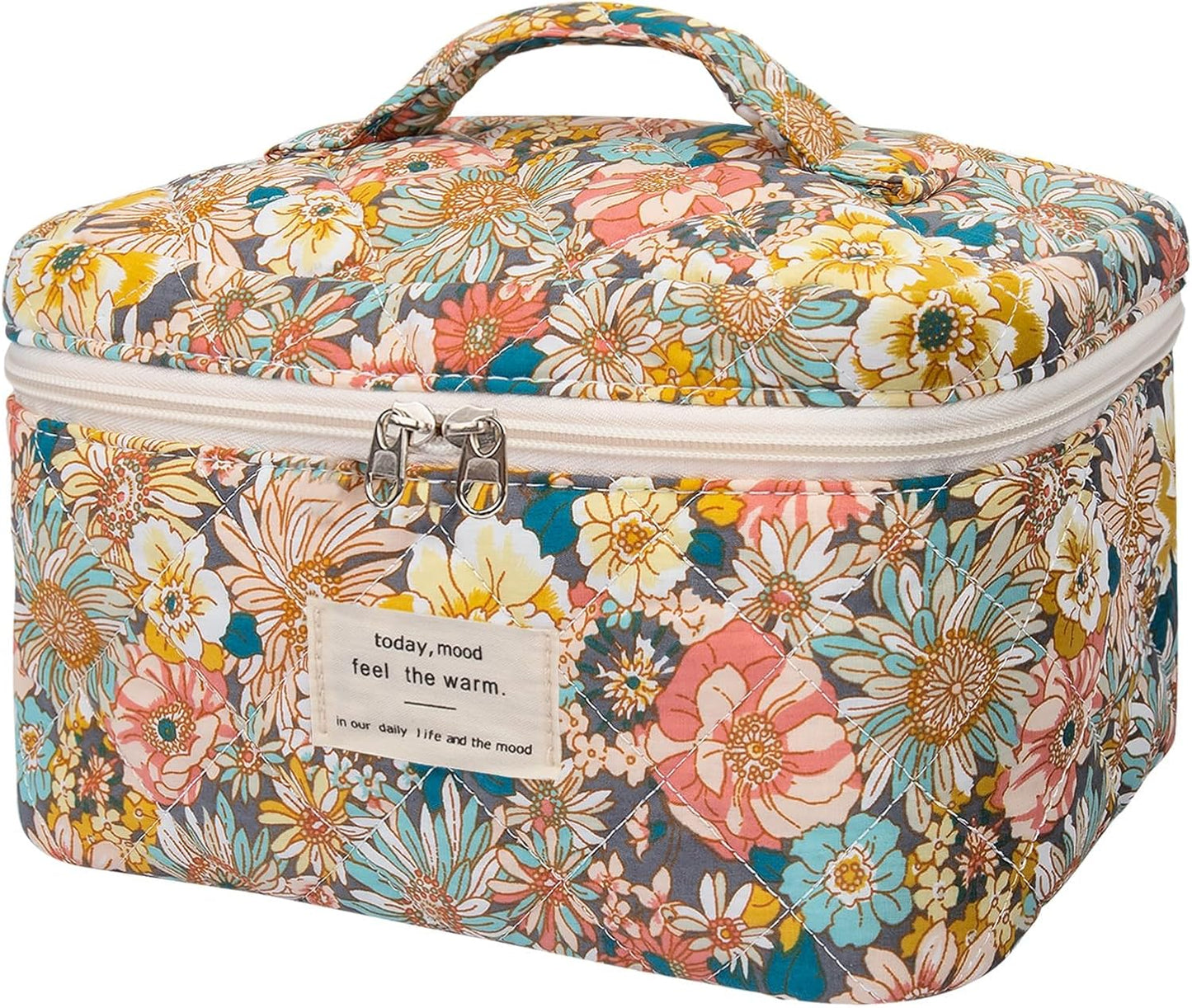Large Makeup Bag, Cute Cosmetic Bag for Women Girls, Floral Coquette Aesthetic Toiletry Bag, Travel Make Up Organizer Bag (BDLH)