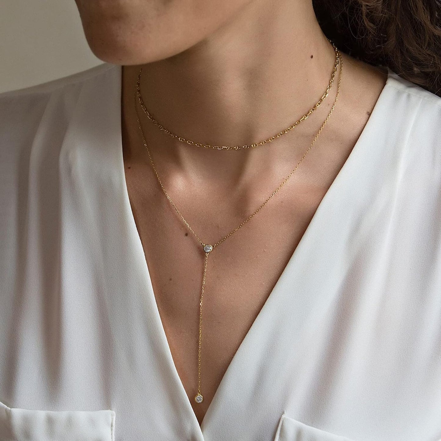 Diamond Choker Necklace for Women: Dainty 14K Gold/Sterling Silver Gold Plated CZ Jewelry, Trendy Gift