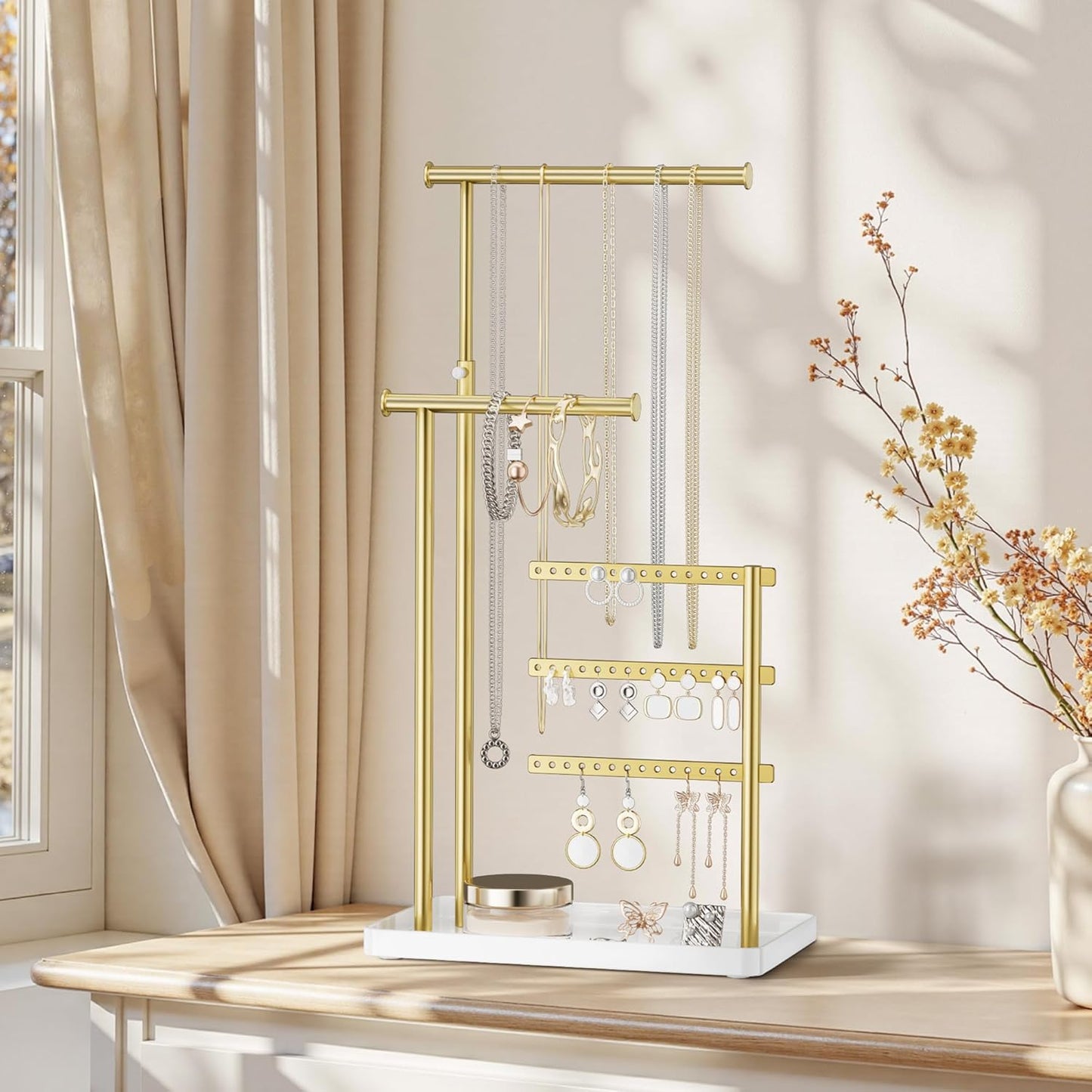 Adjustable Sturdy Jewelry Hanger for Necklaces, Earrings, Bracelets, Rings, Jewlery Display and Storage