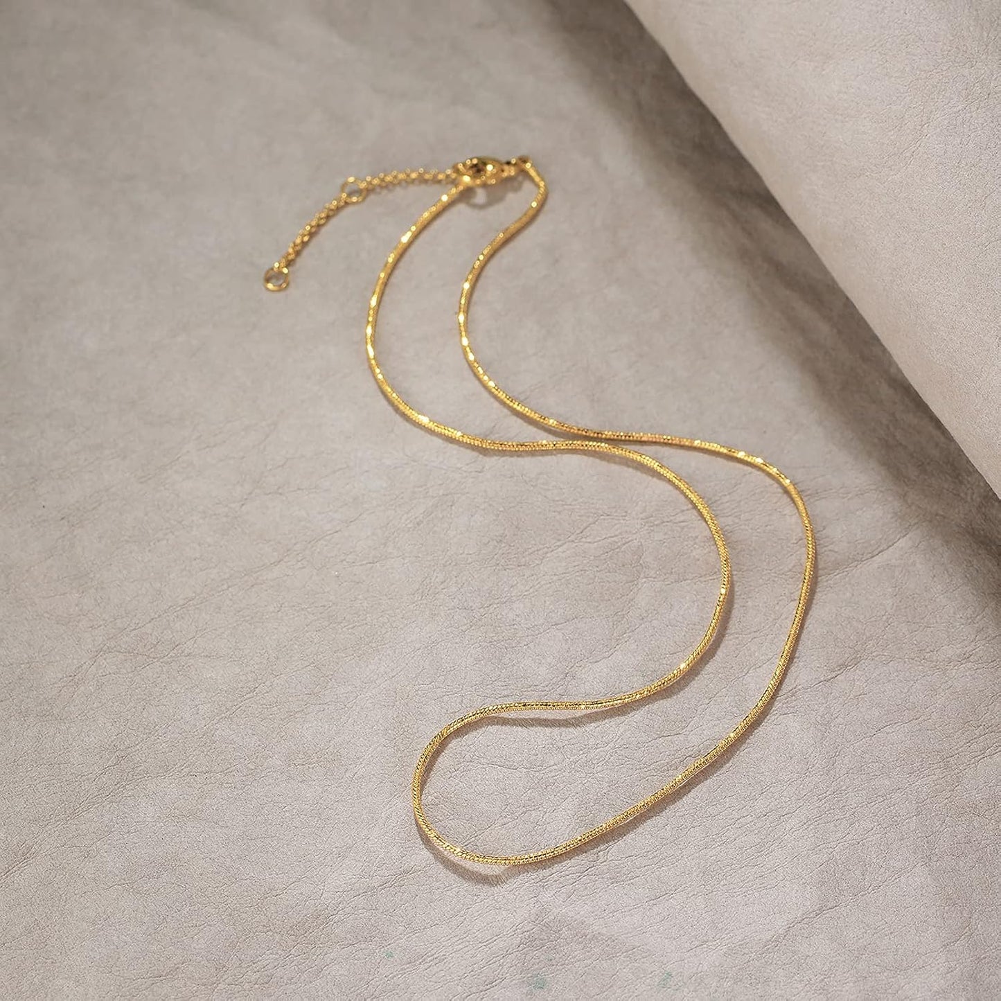 Gold Snake Chain Choker Necklace,18K Gold Plated Dainty Herringbone Necklace Delicate Fashion Choker Necklace Jewelry for Women