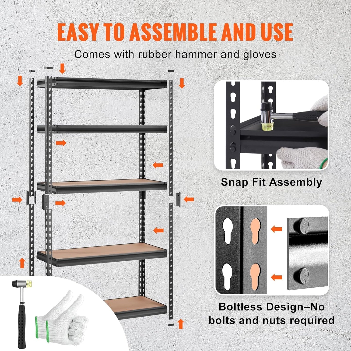 Storage Shelving Unit, 5-Tier Adjustable,  Heavy Duty Garage Shelves Metal Organizer Utility Rack