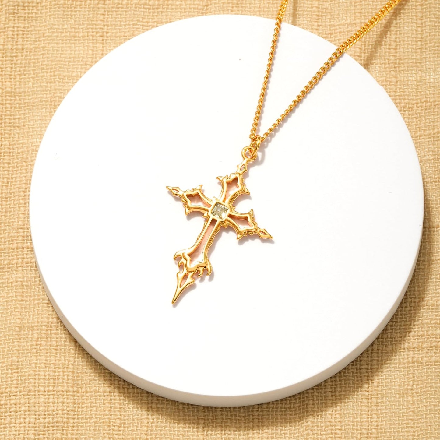 14K Gold Cross Pendant Necklace for Women – Adjustable Dainty Chain, Faith Jewelry