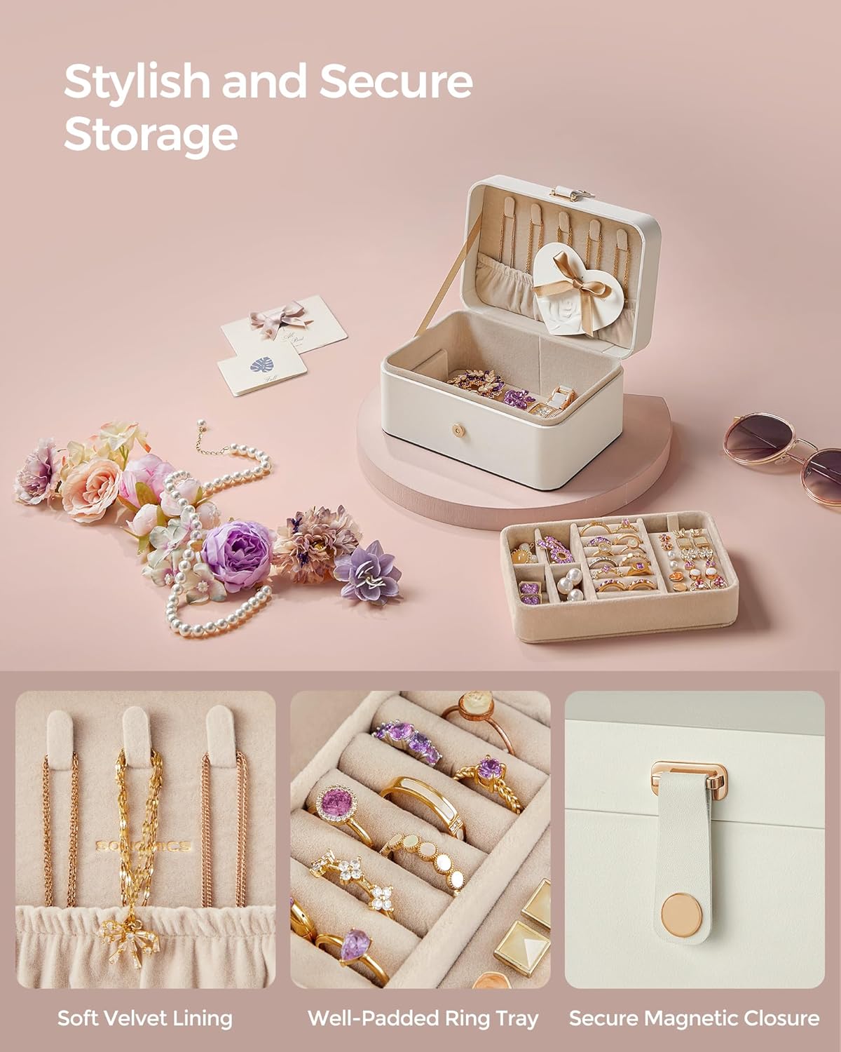 2-Layer Jewelry Organizer Box for Earrings, Necklaces, Bracelets - Portable Jewelry Storage with Large Capacity