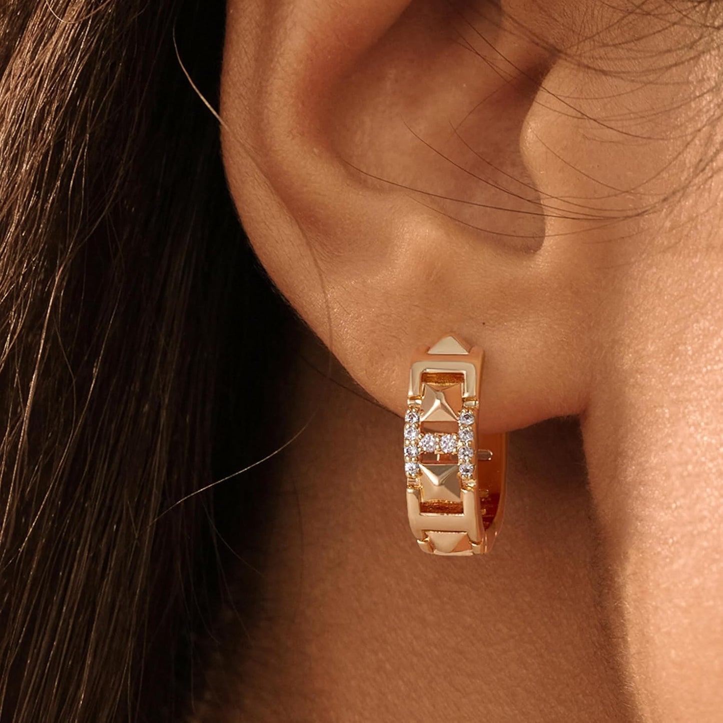 Cubic Zirconia Huggie Earrings 14k Gold Plated Tiny Earrings Small Huggie Hoop Earrings Simple Lightweight Hoops Gift for Women