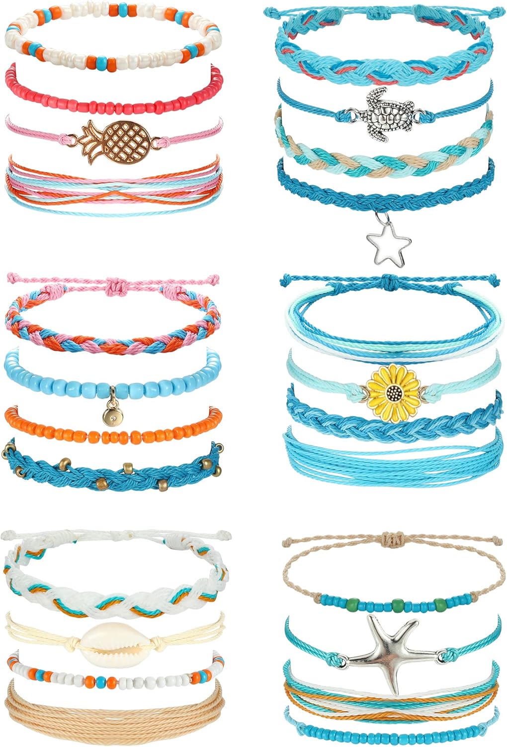 24 count  String Bracelets for Women Bracelet String Ocean Beach Boho Bracelets Anklets