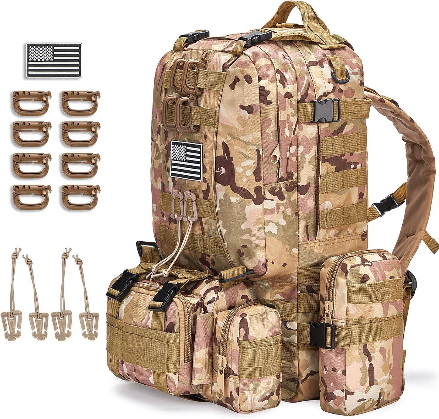 Large Military Tactical Backpack for Men, 40-50L Backpacks for Women, with Molle System
