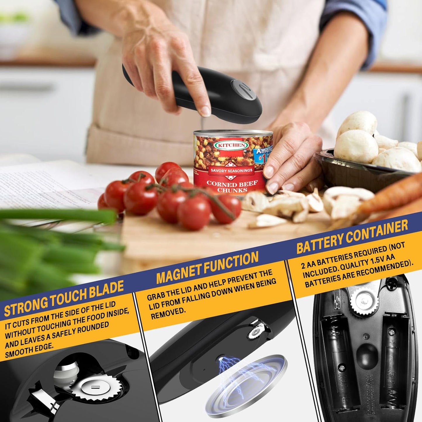 Electric Can Opener, One-Touch Smooth Edge Automatic Can Opener