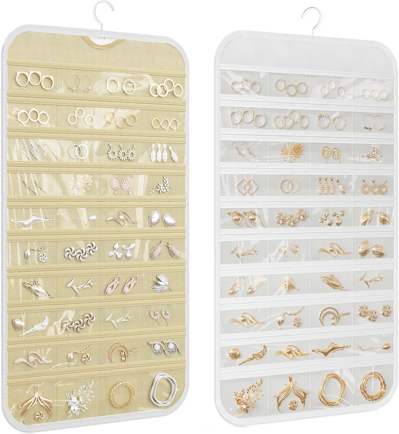 1-Pack Hanging Jewelry Organizer 80-Pocket Dual-sided Jewelry Storage for Earring Necklace Bracelet Ring and more