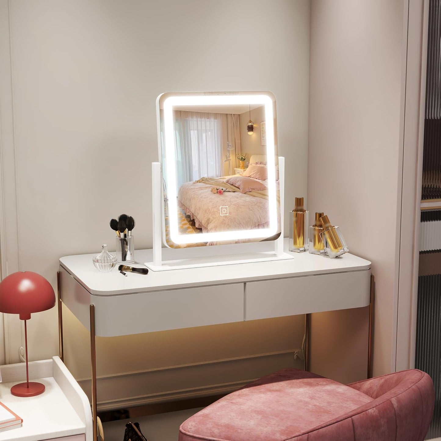 LED Makeup Mirror, Lighted Makeup Mirror with Lights, Smart Touch Control Dimmable 3 Modes Light