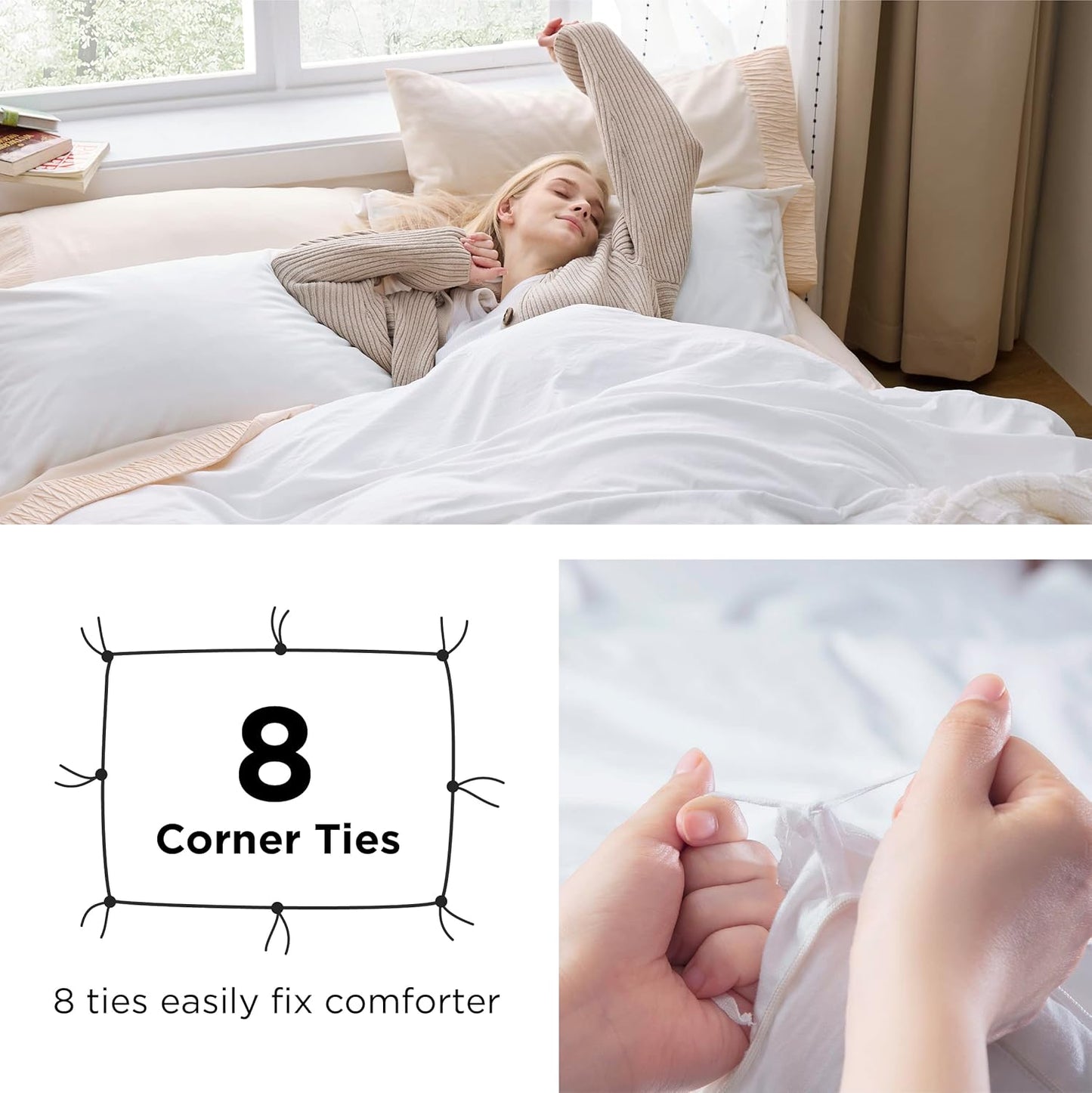 White Duvet Cover Queen Size - 3 count Prewashed Extra Soft Bedding Set