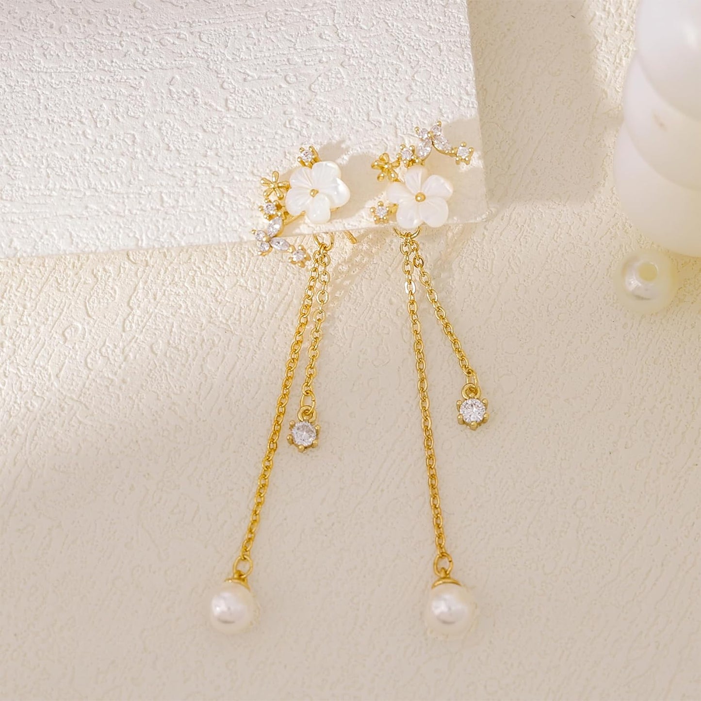 14K Gold Plated Butterfly Dangle Earrings for Women - Dainty, Trendy, CZ Drop Earrings - Simple Long Dangling Jewelry