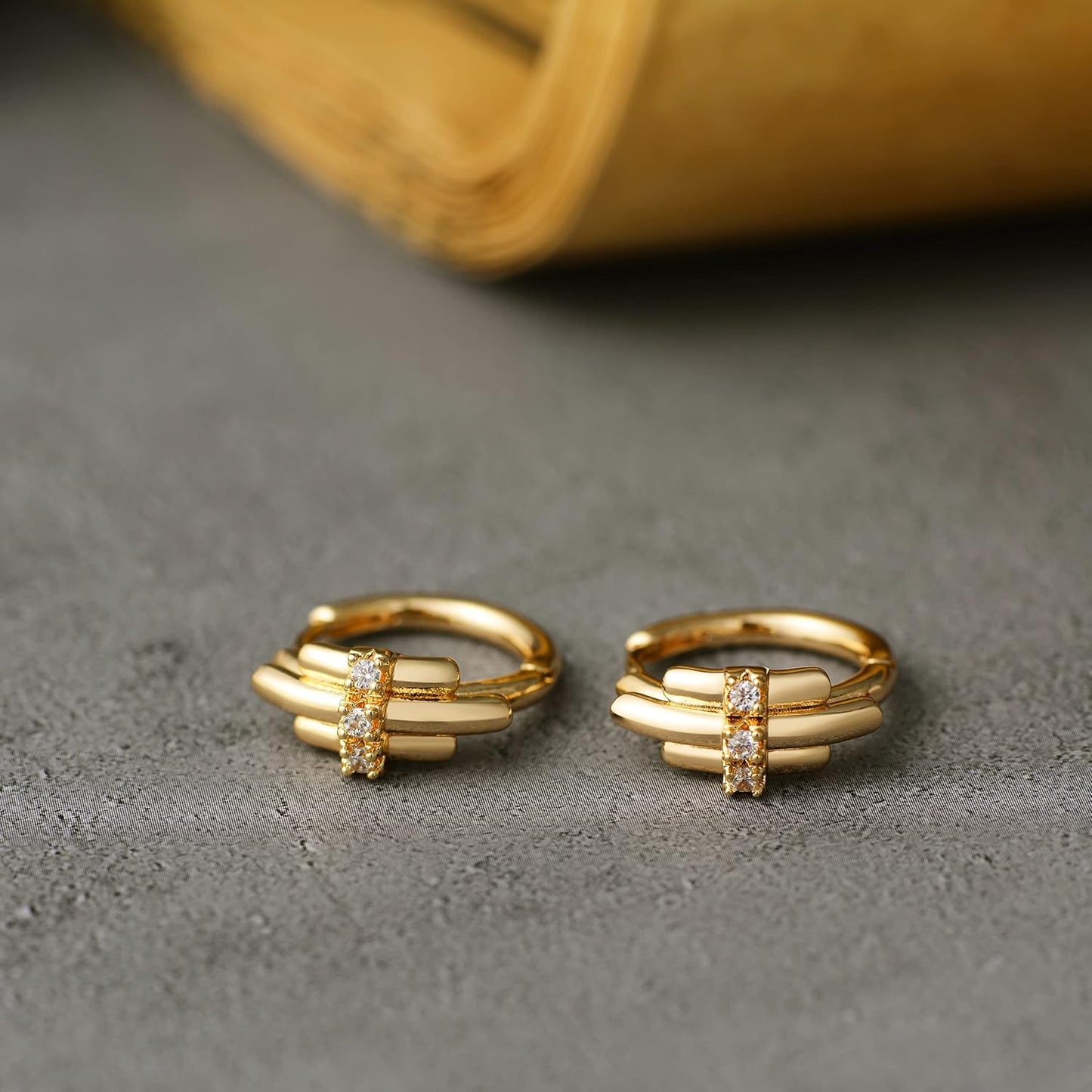 Cubic Zirconia Huggie Earrings 14k Gold Plated Tiny Earrings Small Huggie Hoop Earrings Simple Lightweight Hoops Gift for Women