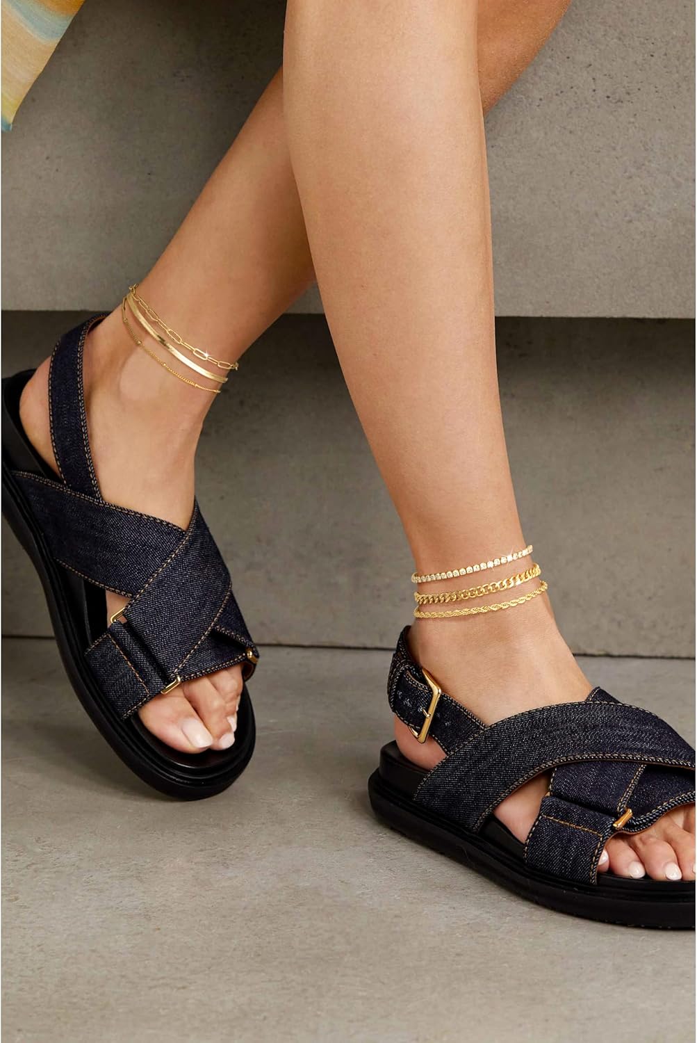 Gold  Ankle Bracelets for Women  - Dainty 6count  Anklets  Anklets Set Pack Summer Beach
