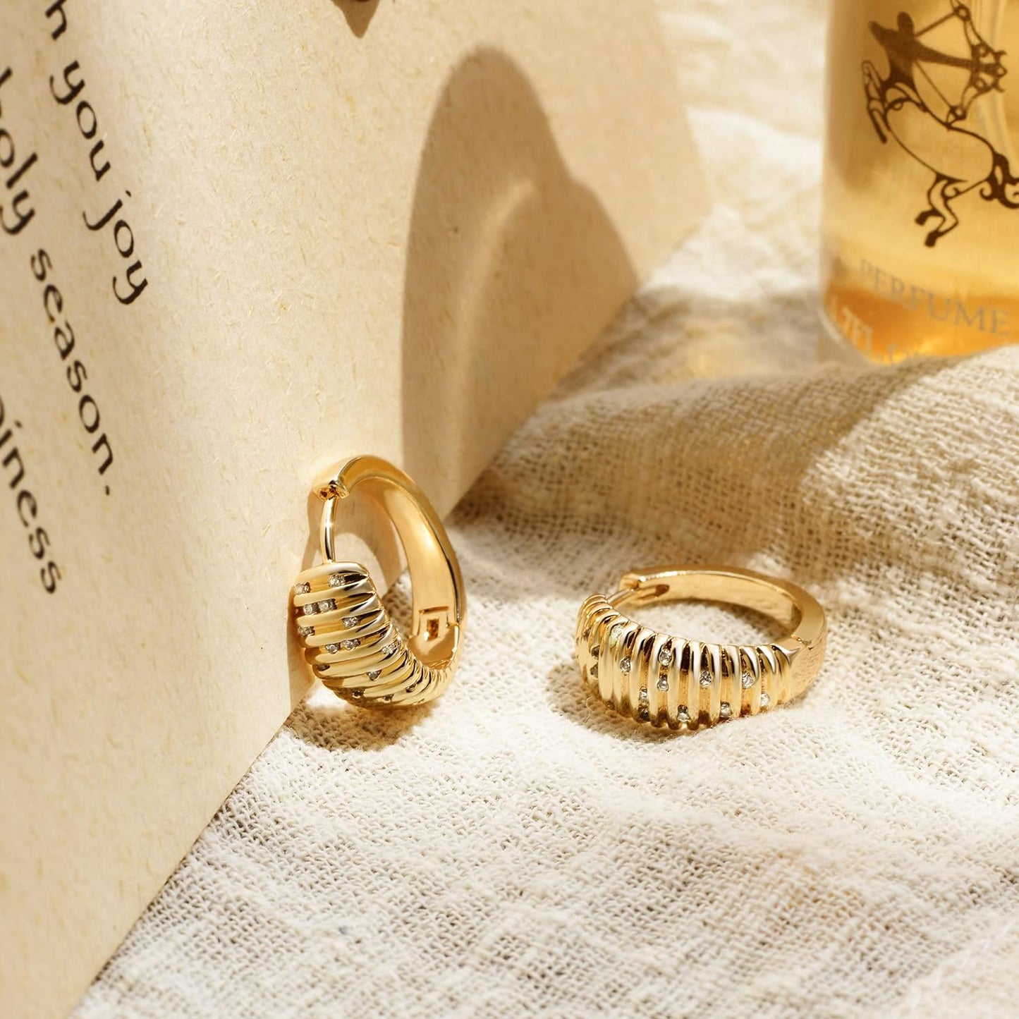 Cubic Zirconia Huggie Earrings 14k Gold Plated Tiny Earrings Small Huggie Hoop Earrings Simple Lightweight Hoops Gift for Women