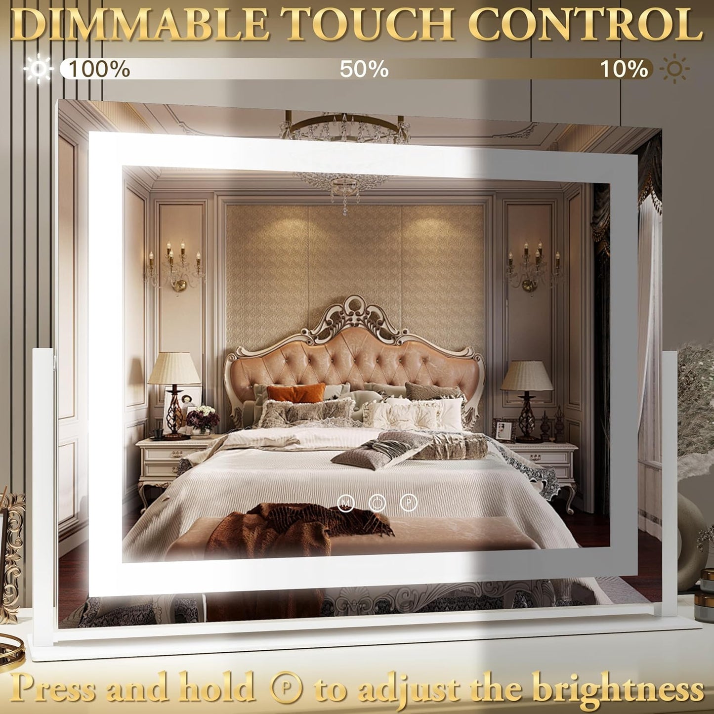 Makeup Mirror with Lights,Lighted Makeup Mirror with 10X Magnification and USB，Smart Touch Screen