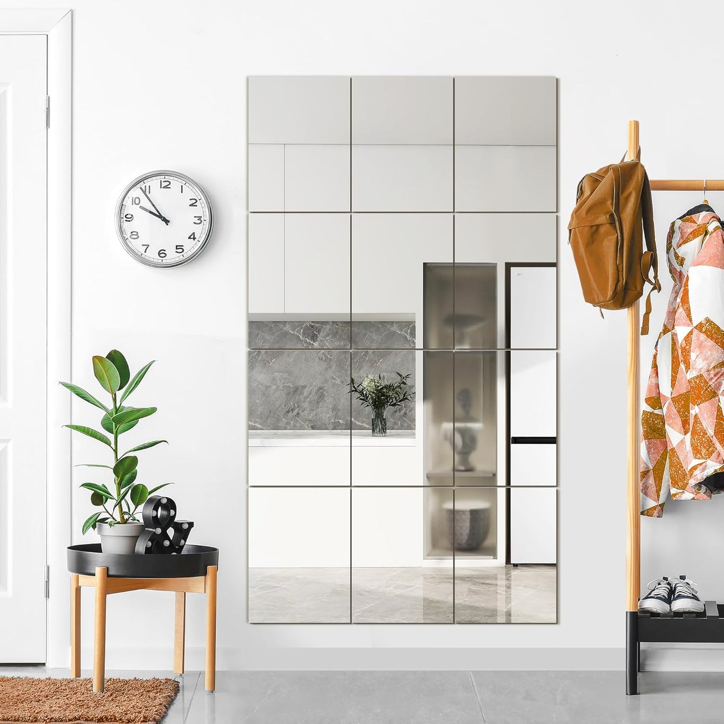 Wall Mirror Tiles, 16"x12"x12count Full Length Home Gym Mirror for Garage, Bedroom,  Over The Door