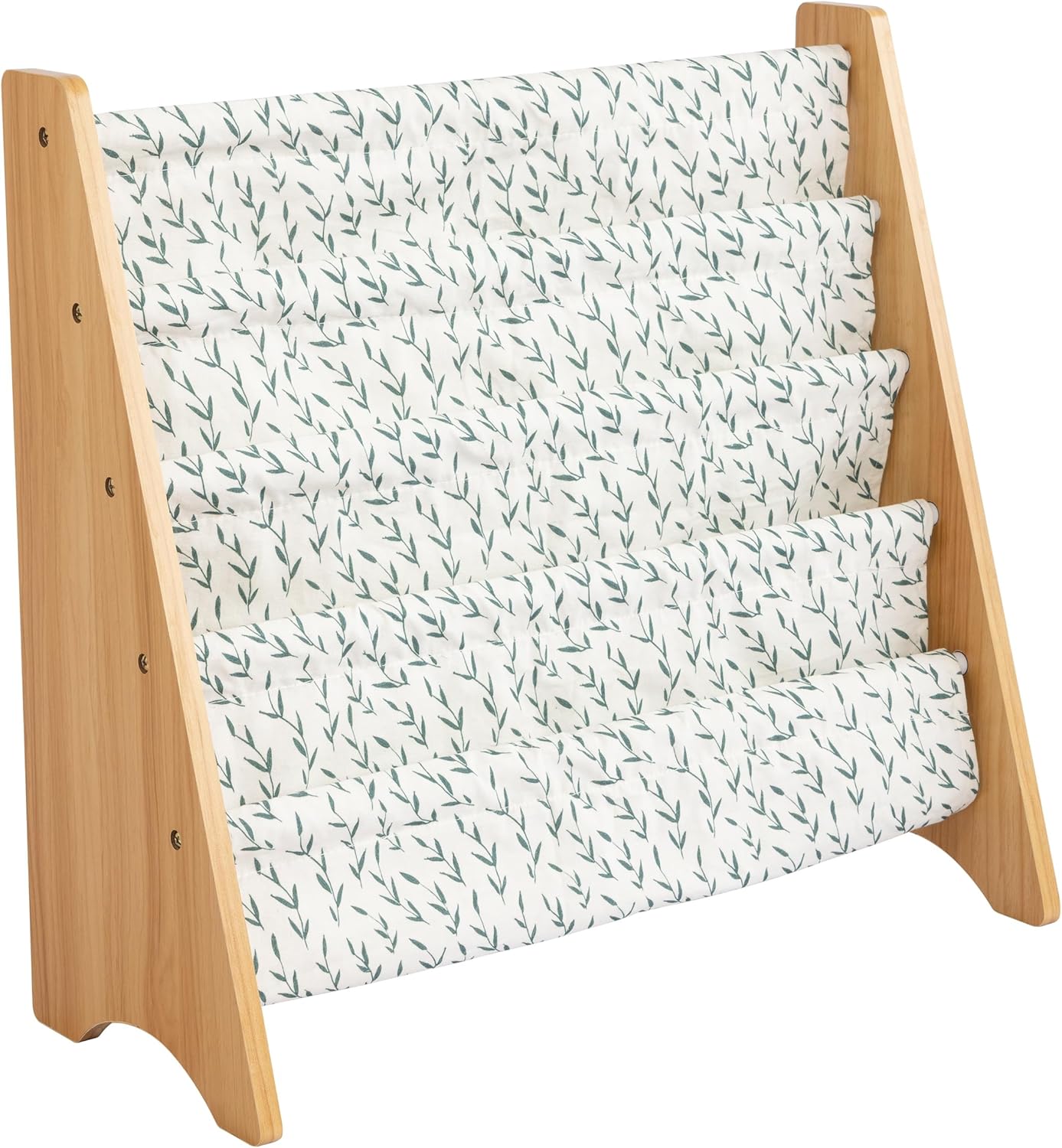 4-Tier  Bookshelf,  Wood/White - Premium Book Shelf   Rooms with Four Deep Pockets