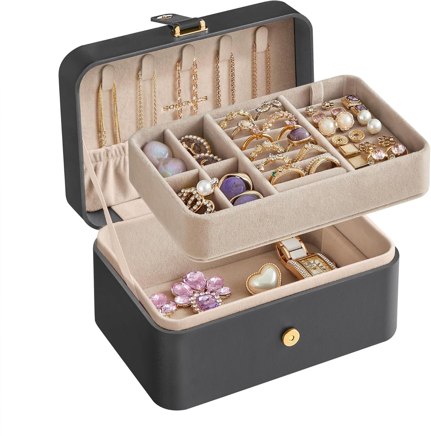 Travel Jewelry Case, 2-Layer Jewelry Holder Organizer, Portable Versatile Earring Storage