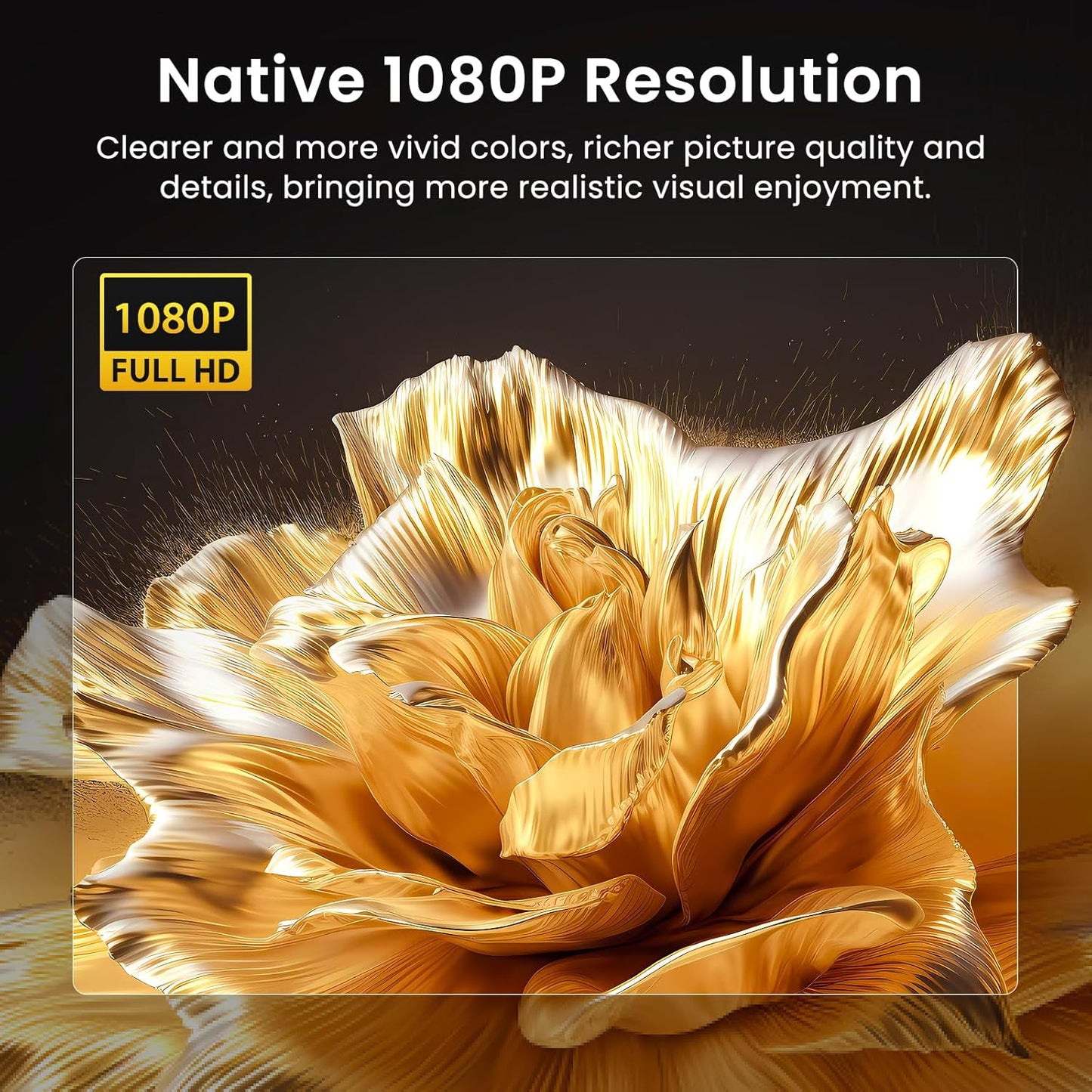 OMOMMD Native 1080P Bluetooth Mini Projector, Full HD Portable Outdoor Movie Projector with Built-in Speaker, Compatible with Smartphone, HDMI, USB, AV, Fire Stick, PS5 for Home, Bedroom, Outdoor Use