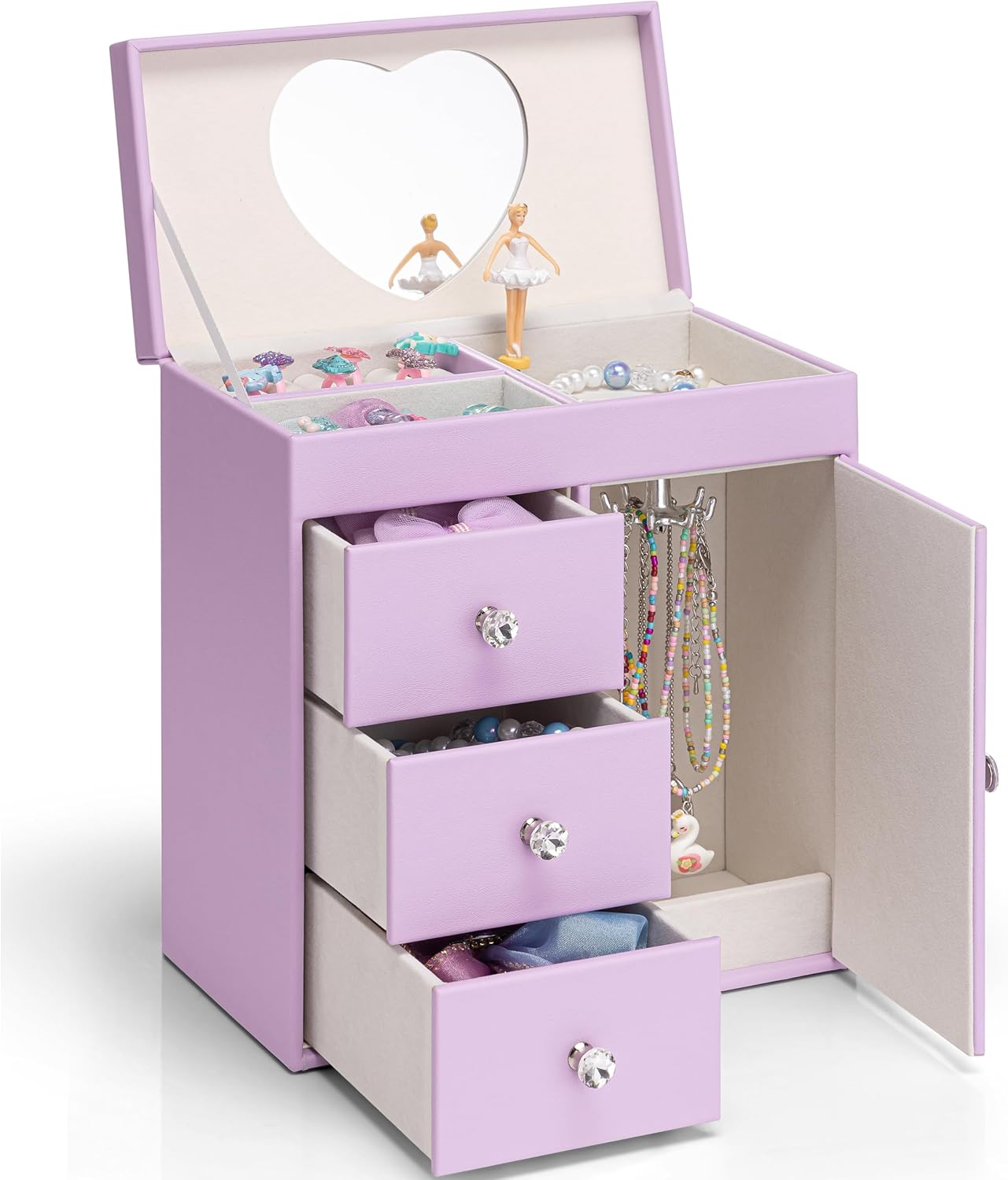 Musical Jewelry Box Girls, with Ballerina for Birthday Bedroom Decor, 4 Layer Girl Jewelry Gifts