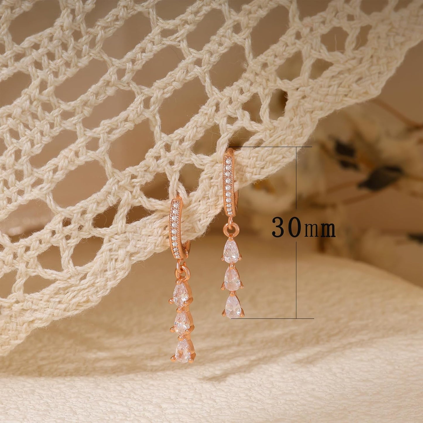 14K Gold Plated Butterfly Dangle Earrings for Women - Dainty, Trendy, CZ Drop Earrings - Simple Long Dangling Jewelry