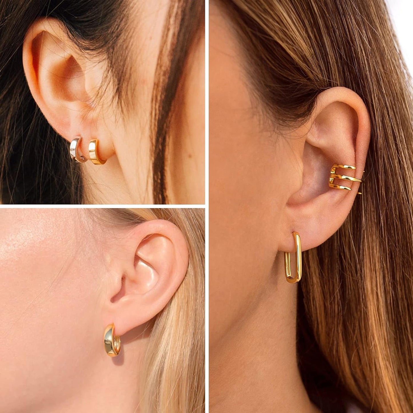 3 Pairs Small Huggie Hoop Earrings Set 14K Gold Hypoallergenic Lightweight Huggie Hoops Earrings for Women Girls