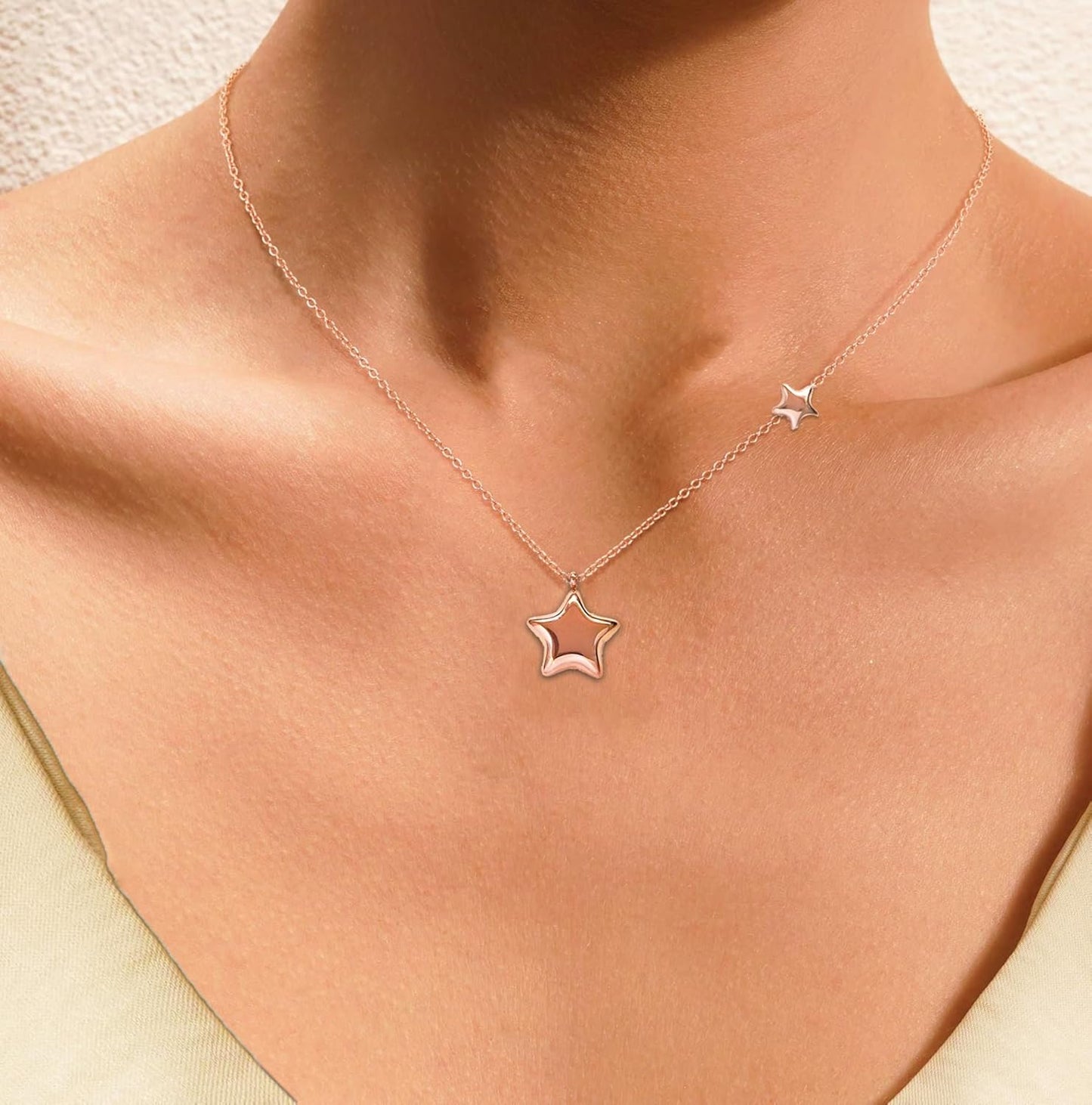 Rnivida Stainless Steel Star Necklace for Women Minimalist Star Charm Pendant with Adjustable Chain