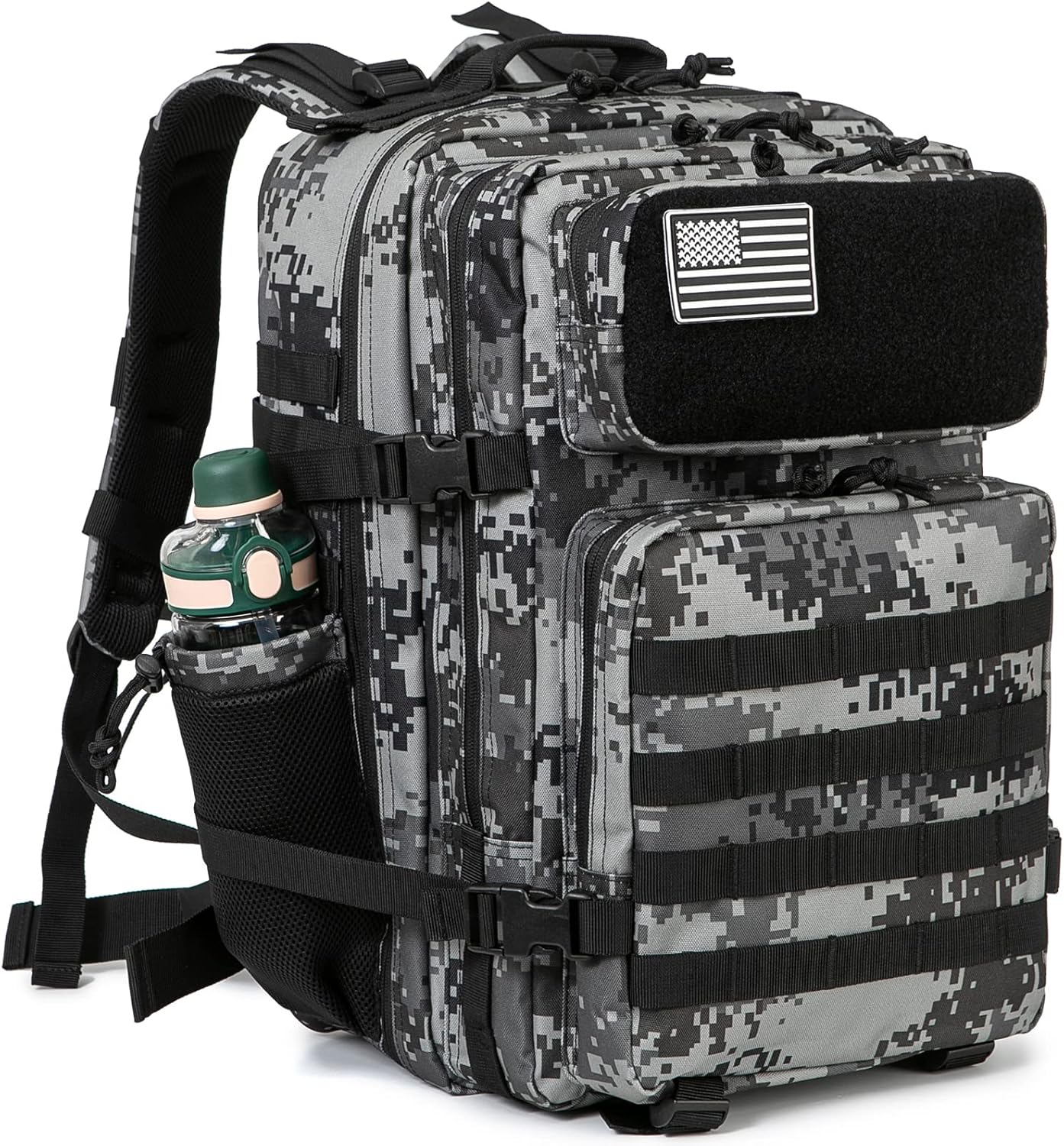 45L Military Tactical Backpack For Men Molle  Out Bag Hiking Rucksack With Bottle Holder