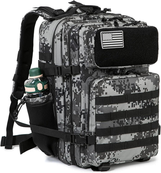 45L Military Tactical Backpack For Men Molle  Out Bag Hiking Rucksack With Bottle Holder