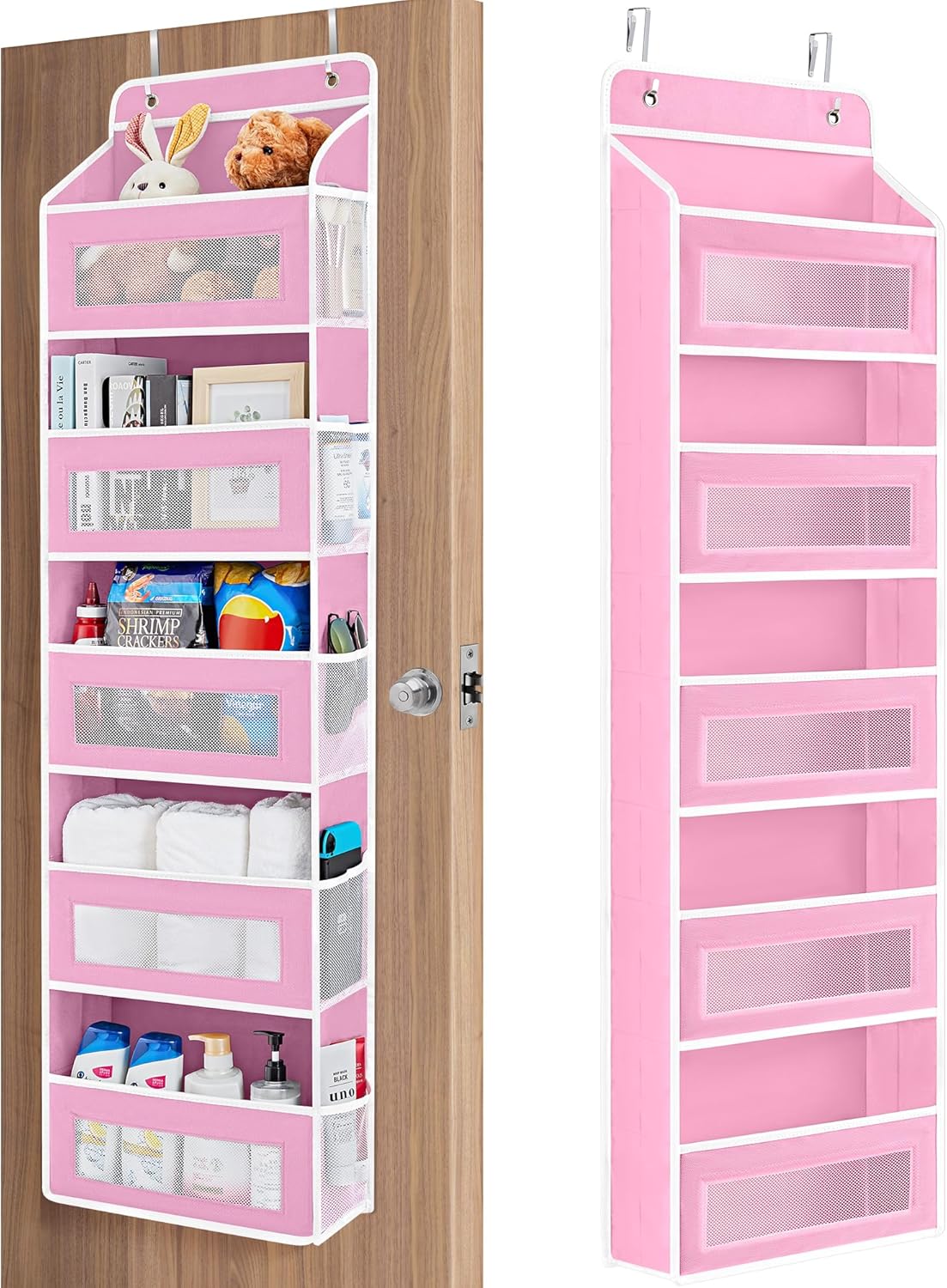 Over The Door Organizer Storage, 5 Shelf Hanging Door Organizer with 5 Large Capacity Pockets