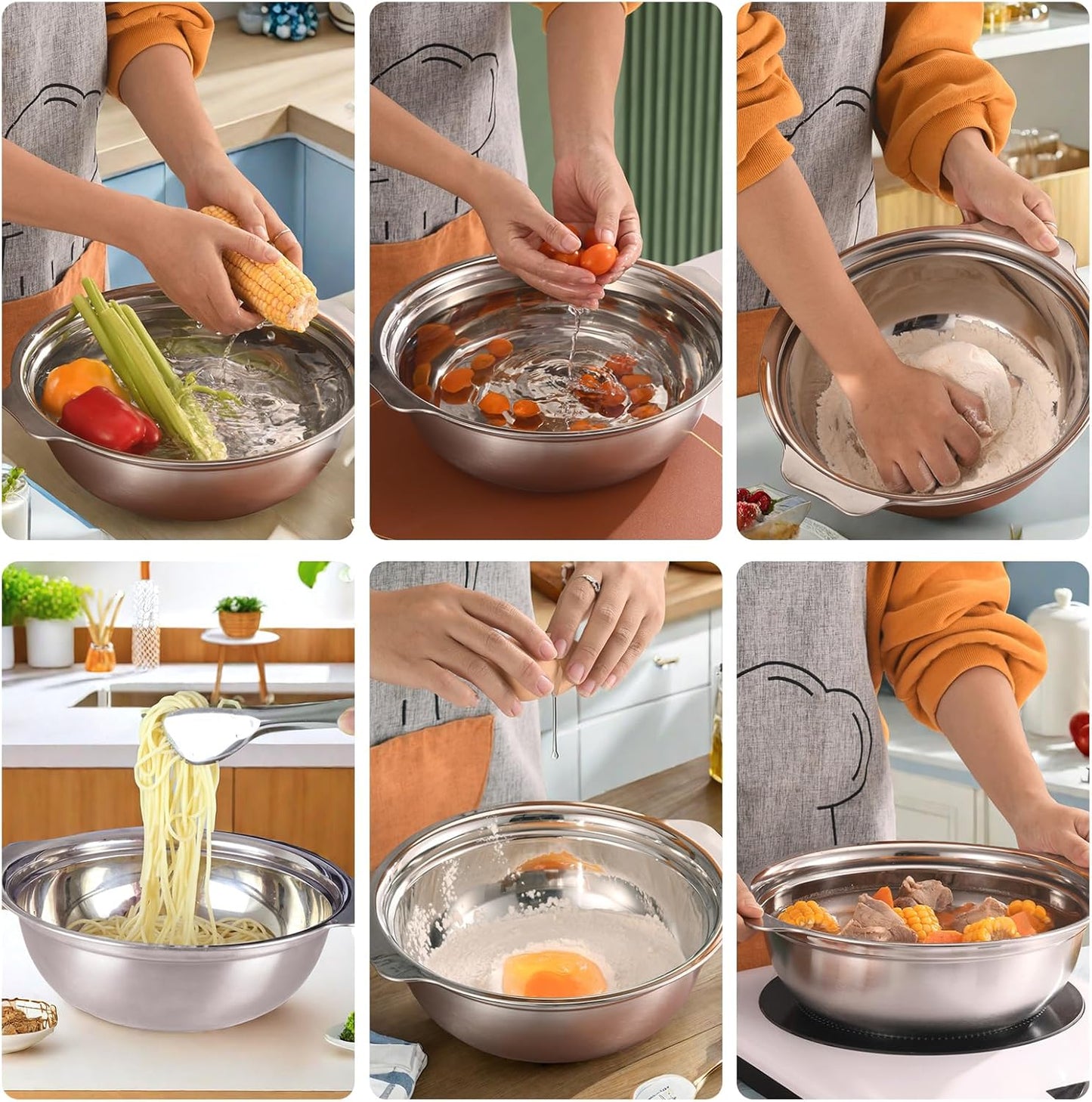 Colander Bowl Set with Microporous for Washing Rice, Pasta, Spaghetti, Fruits, Dishwasher Safe(2PC)