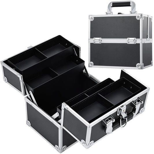 Makeup Case  Professional Makeup Storage Box 4 Trays with Divider Lockable Travel Case Portable