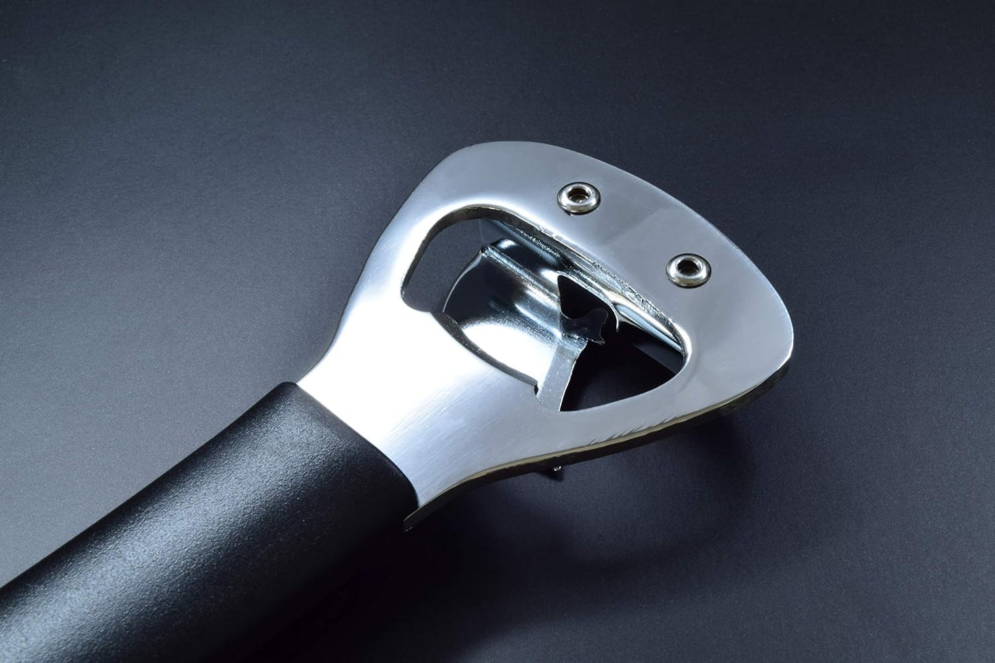 Heavy Duty Stainless Steel Bottle Opener, 5.9" Black Plastic Handle for Right-handed, Seki Japan