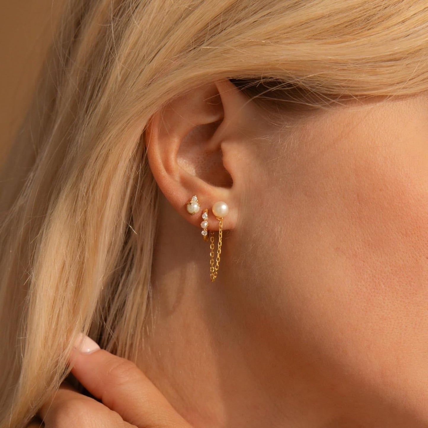 Gold Earrings for Women, 14k Gold Plated Dangle Huggie Earrings for Women Trendy Dainty Gold Hoop Earring Stacks