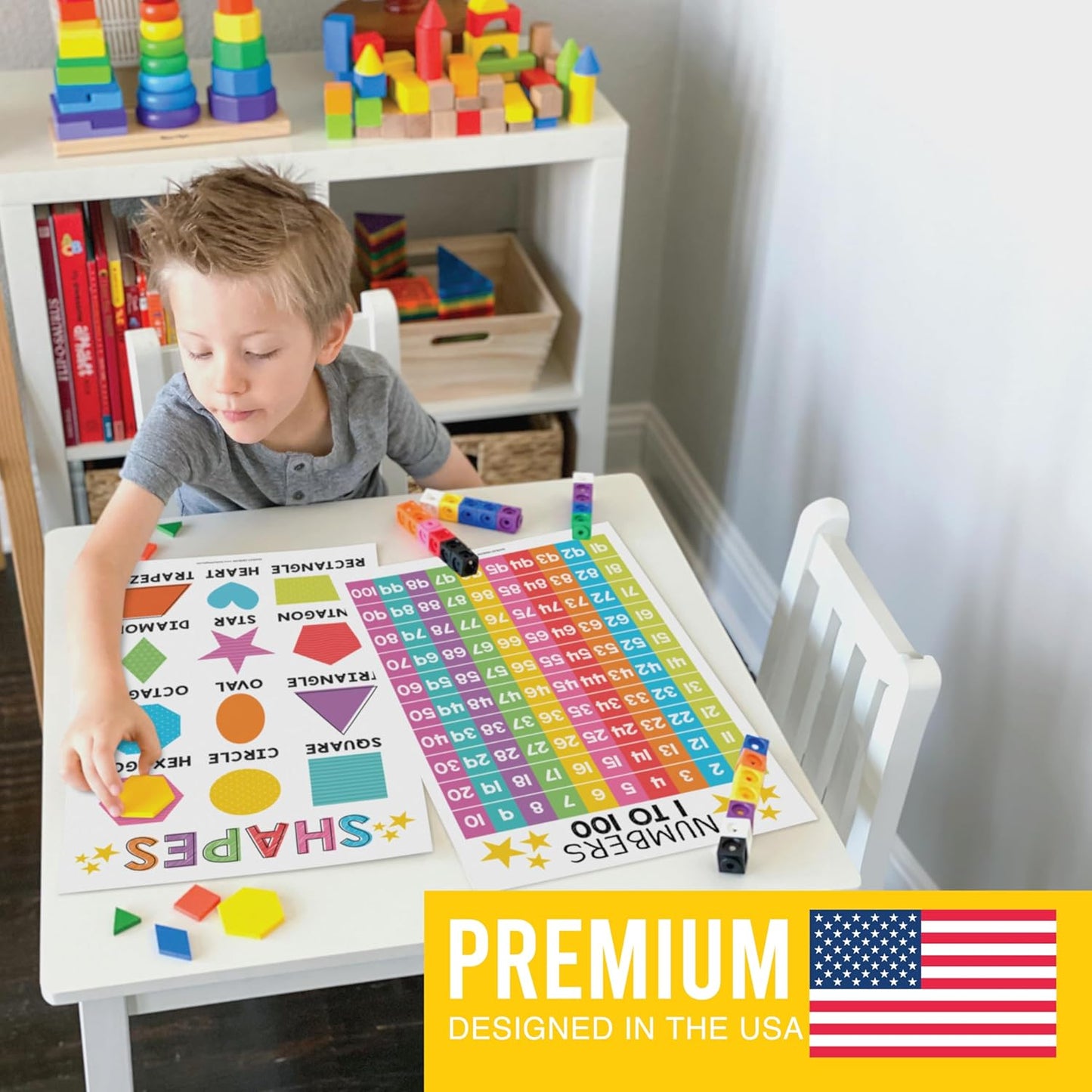 OMOMMD 16 Educational Posters for Toddlers 1-3 - Learning Poster for Kids Ages 3-5, Alphabet Chart Playroom Homeschool Daycare & Classroom Decor, Kindergarten & Preschool Classroom Must Haves
