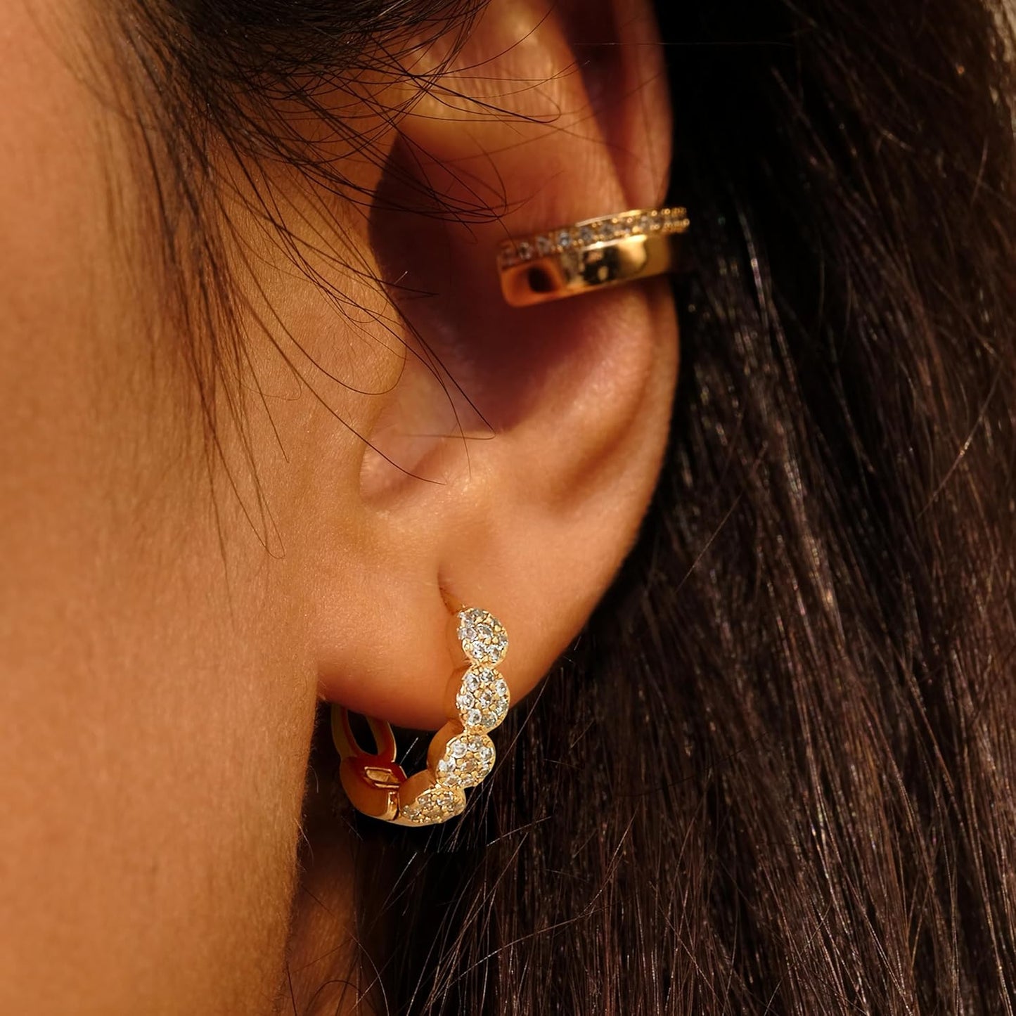Cubic Zirconia Huggie Earrings 14k Gold Plated Tiny Earrings Small Huggie Hoop Earrings Simple Lightweight Hoops Gift for Women