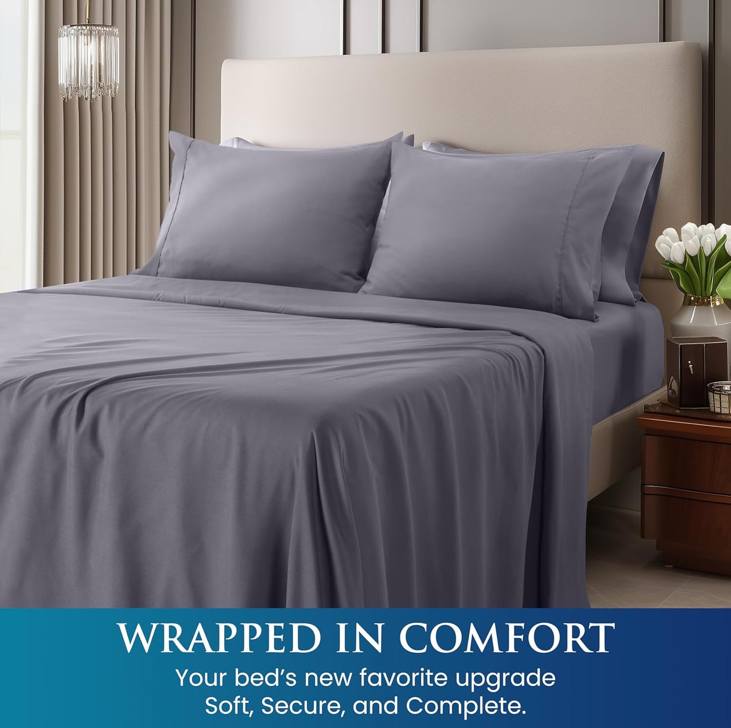 Queen Sheet Set  – Ultra Soft Bed Sheets for Queen Size Bed Set – Deep Pocket, Wrinkle