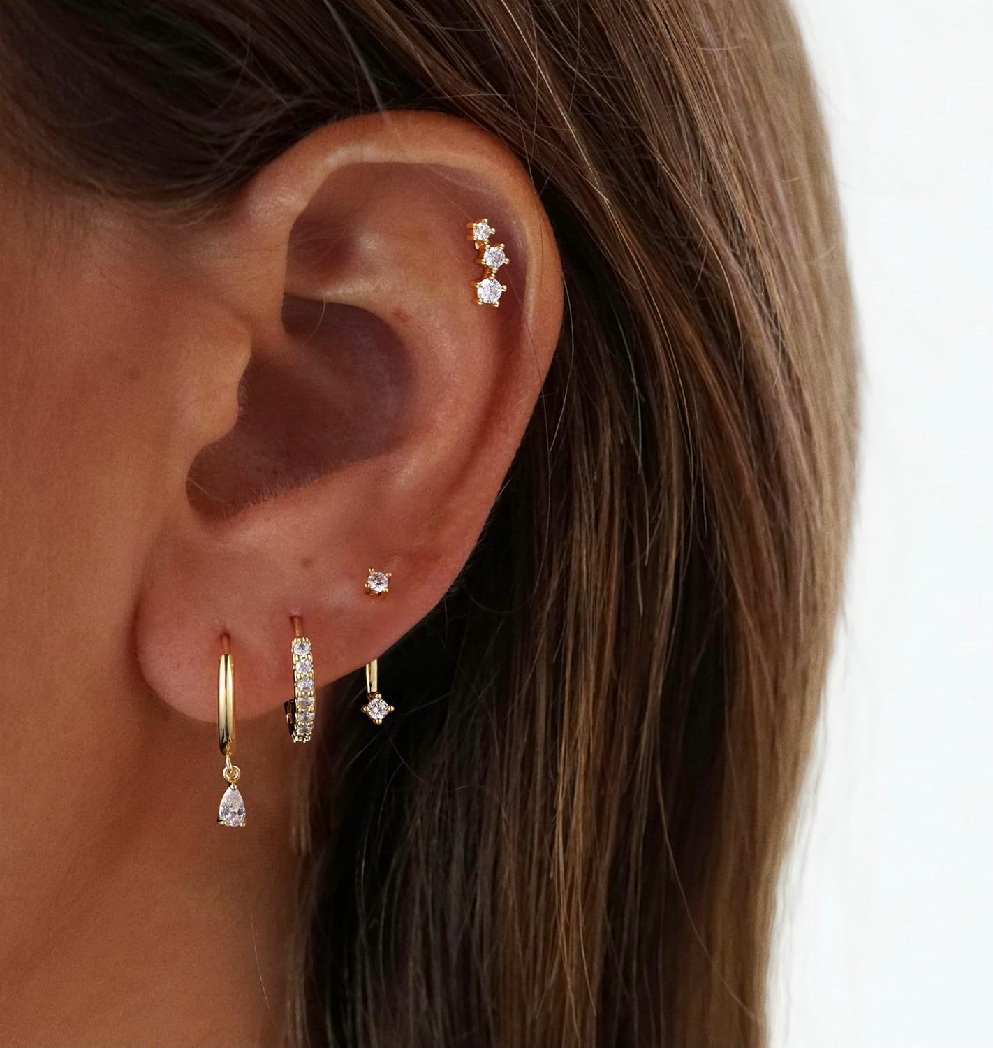 Gold Hoop Earrings for Women Trendy,14K Real Gold Plated Cute Stud Earrings Small Huggie Hoop Earrings non tarnish Jewelry for Women