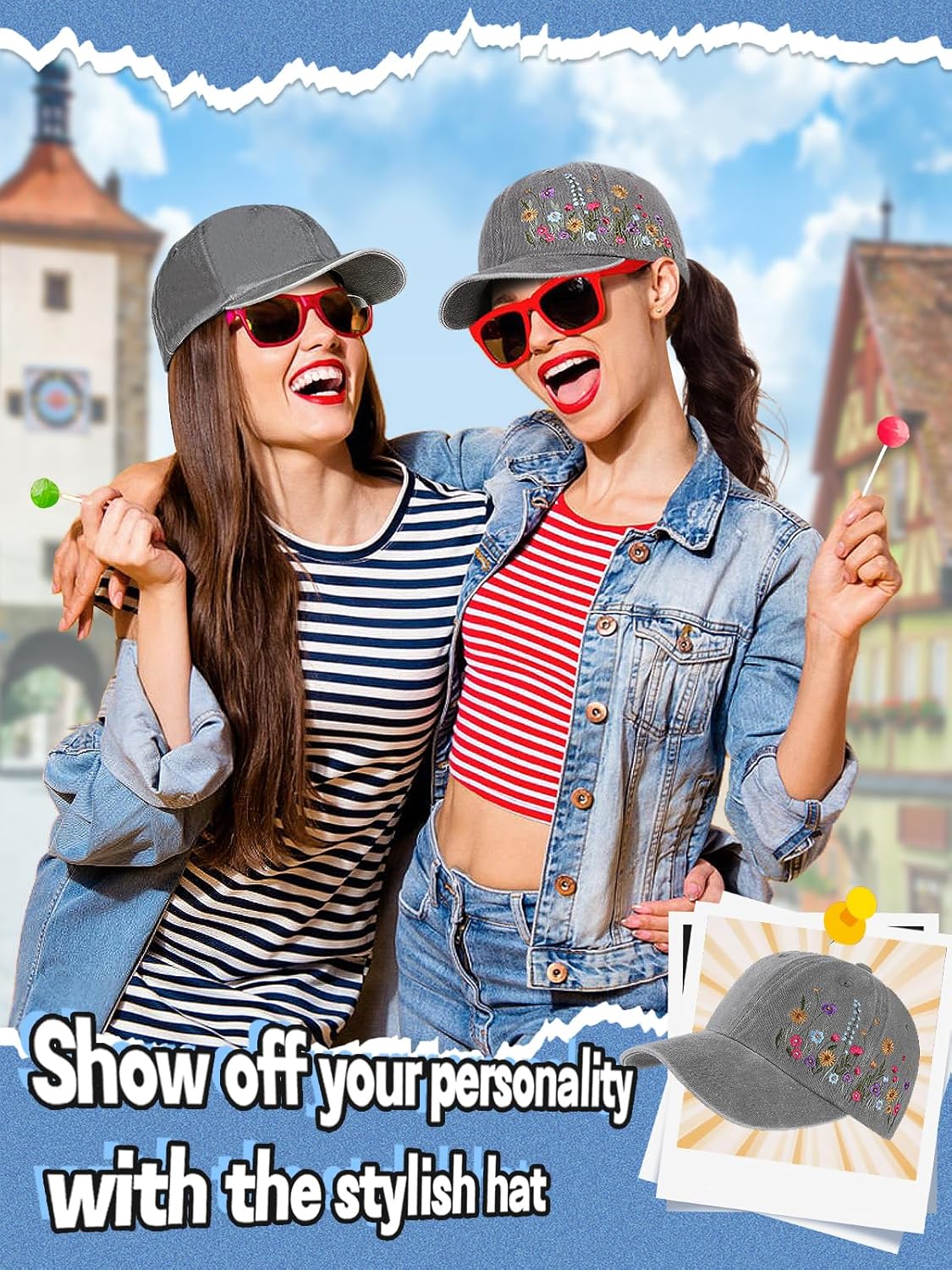 Embroidered Baseball Cap for Girls Women Men - Adjustable Soft Breathable Hats
