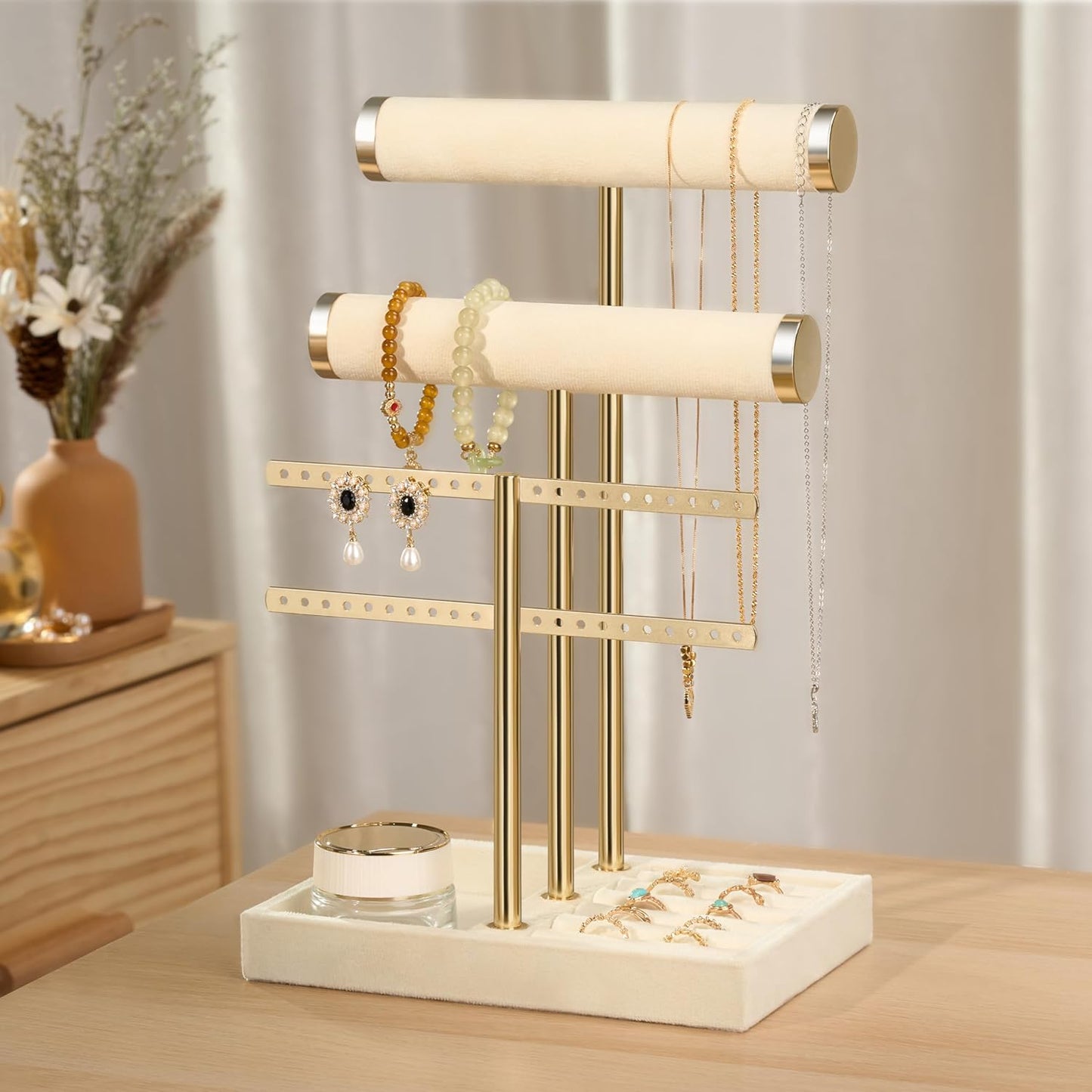 3 Tier Bracelet Holder Display - Detachable T Bar Bracelet Holder, Jewelry Holder Organizer