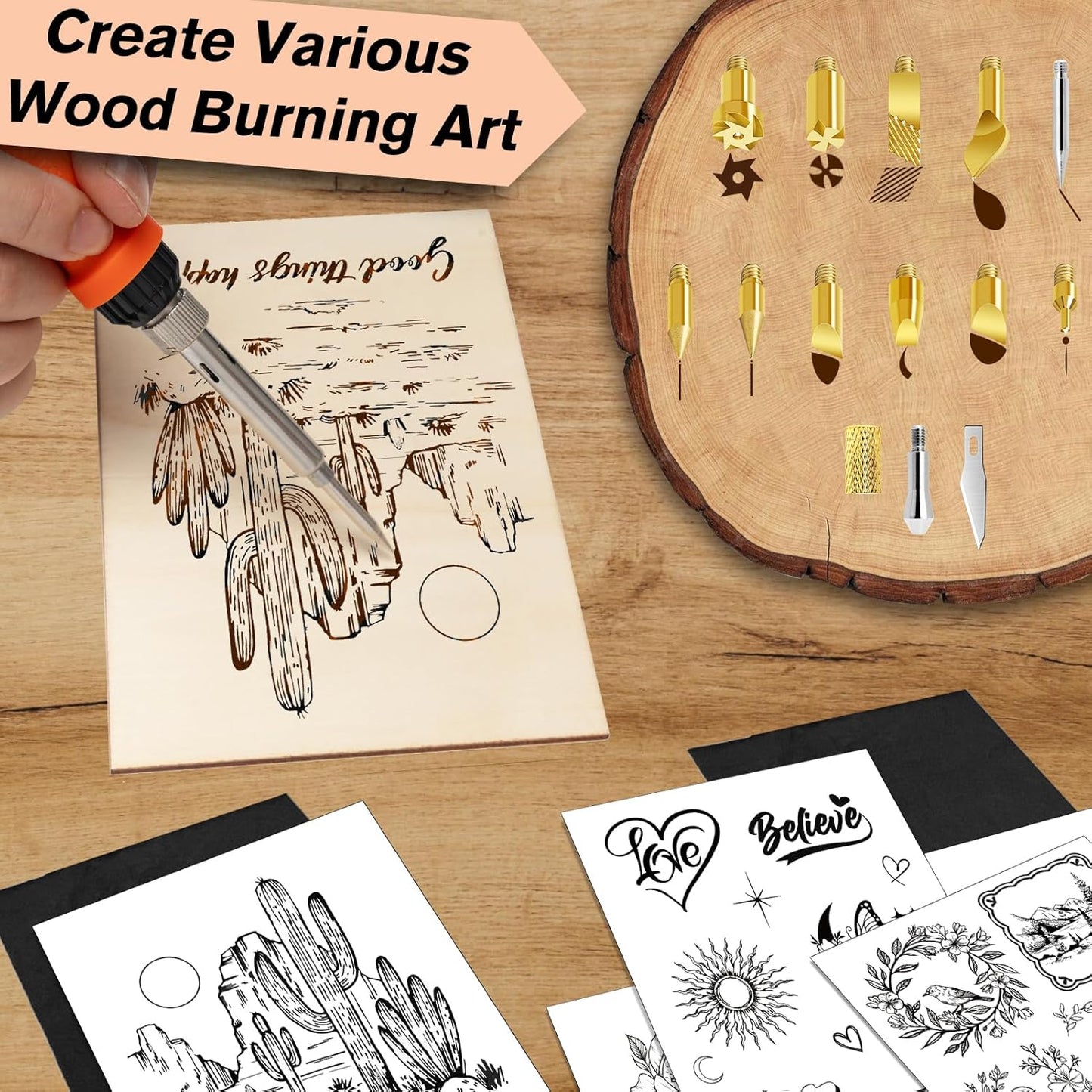 OMOMMD Wood Burning Kit - 81Pcs All-in-One Wood Burning Tool Pen Adjustable Temperature Wood Burner Kit Crafts Gifts for Adults & Teens, Woodburning Kits for Beginner Pyrography