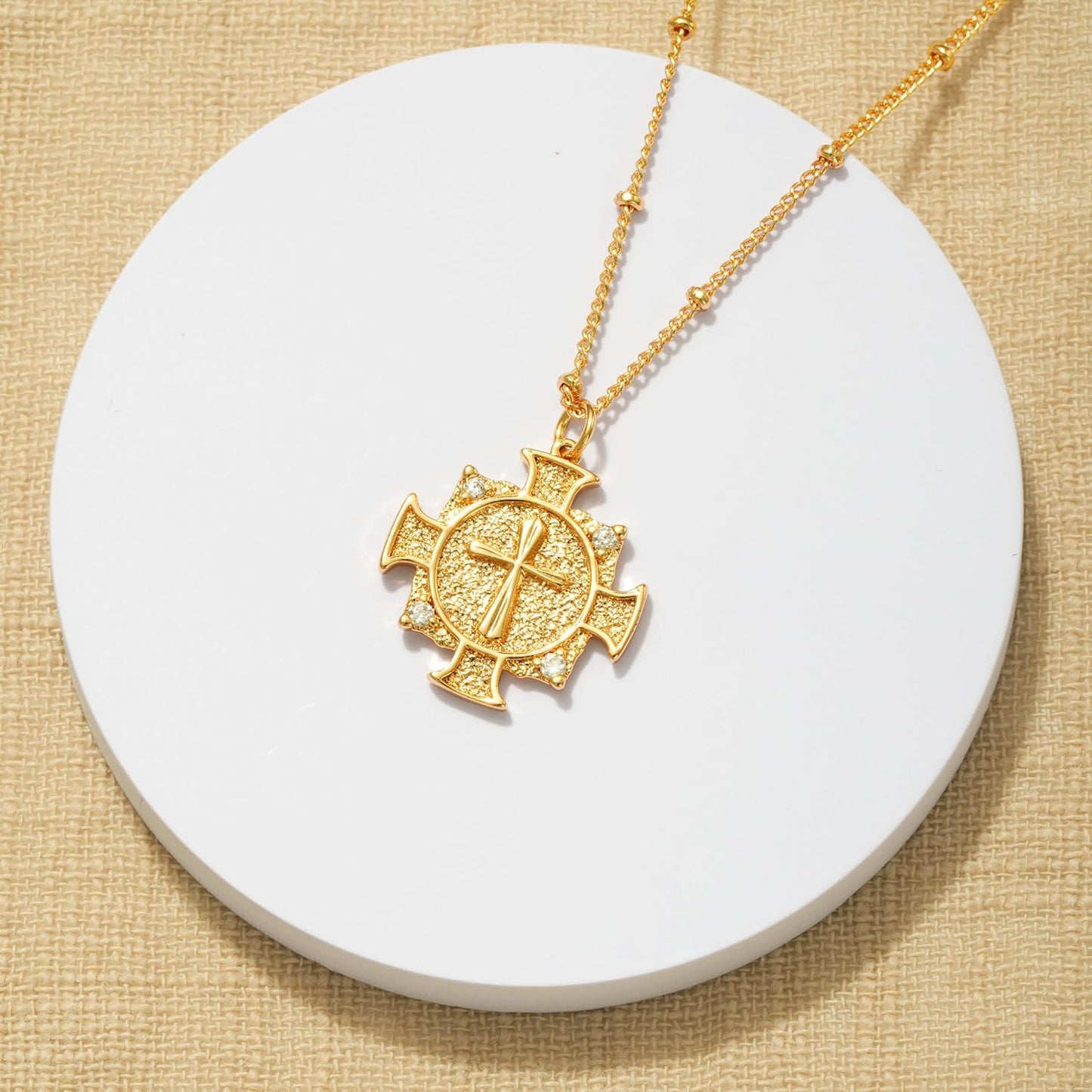 Cross Necklace 14K Plated Dainty Chain, Minimalist Faith Pendant Religious Prayer Jewelry Gift