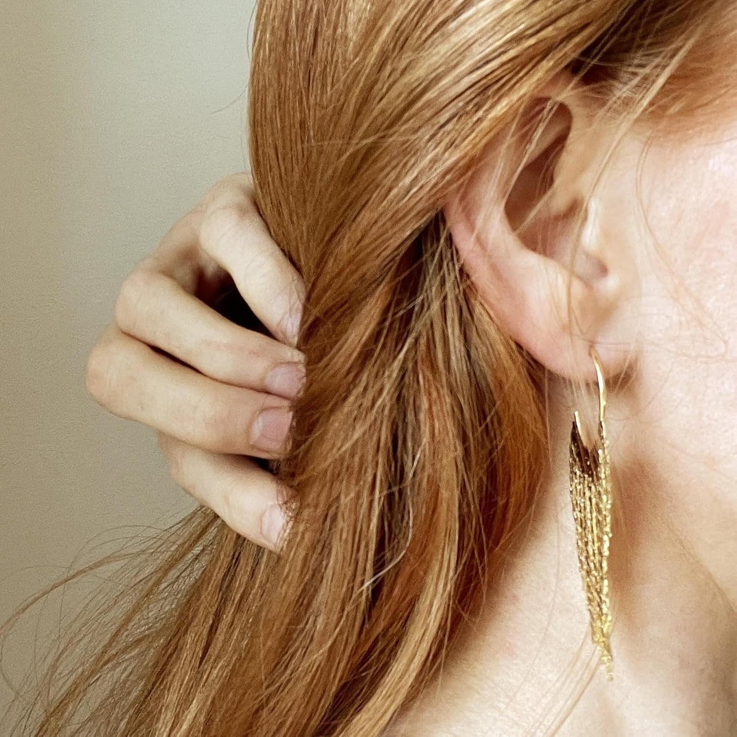 Gold Earrings for Women, 14K Gold Plated Tassel Dangle Earrings for Women Trendy Hypoallergenic Long Chain Earring