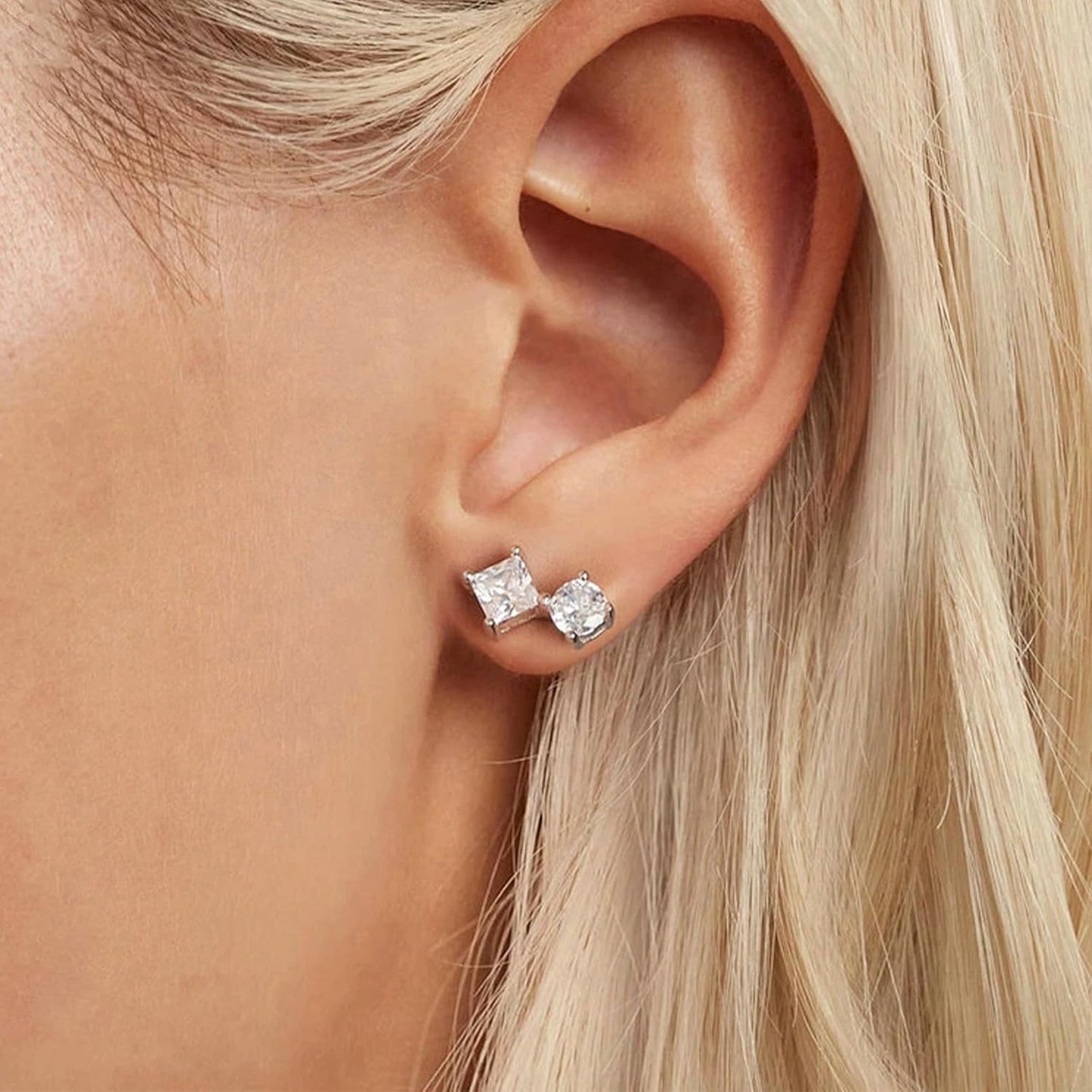 5 Pairs 14K Gold Plated Stud Earrings for Women, Hypoallergenic Earring Sets for Multiple Piercing, Premium Cubic Zirconia Studs