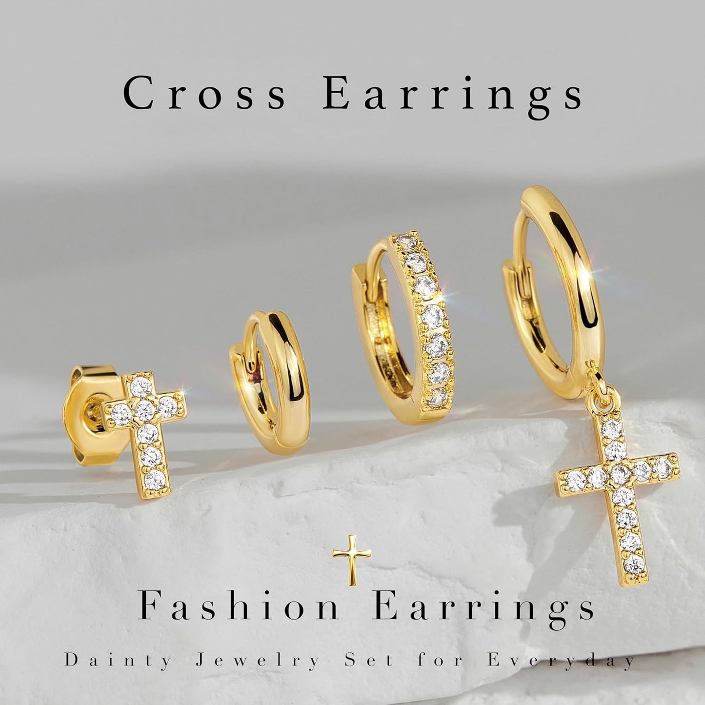 Small Gold Huggie Hoop Earrings Set for Women Men Hypoallergenic 14K Plated Stack Cartilage Earrings, Multiple Piercing