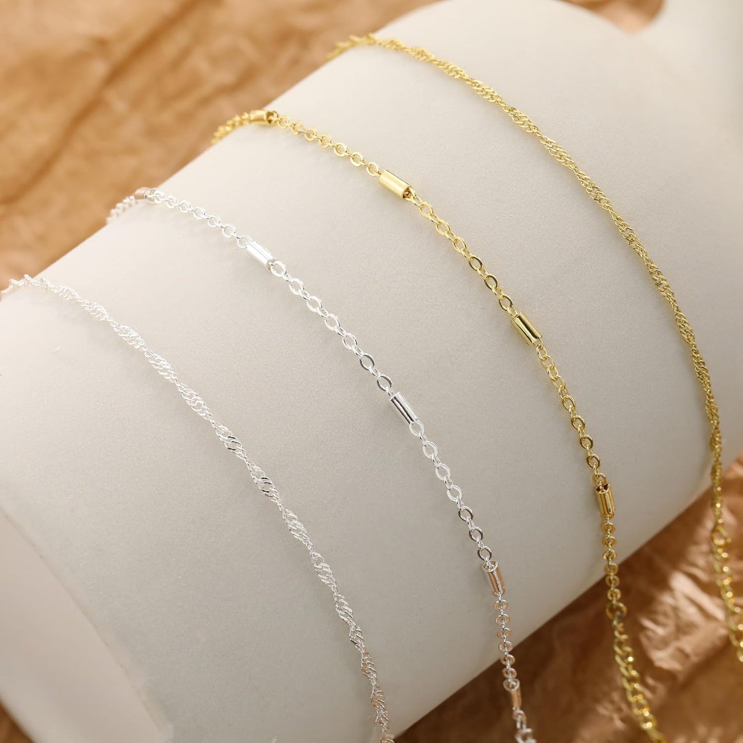 Gold Bracelets for Women Trendy 14K Gold Plated Bracelet for Women Non Tarnish Dainty Stackable Layered